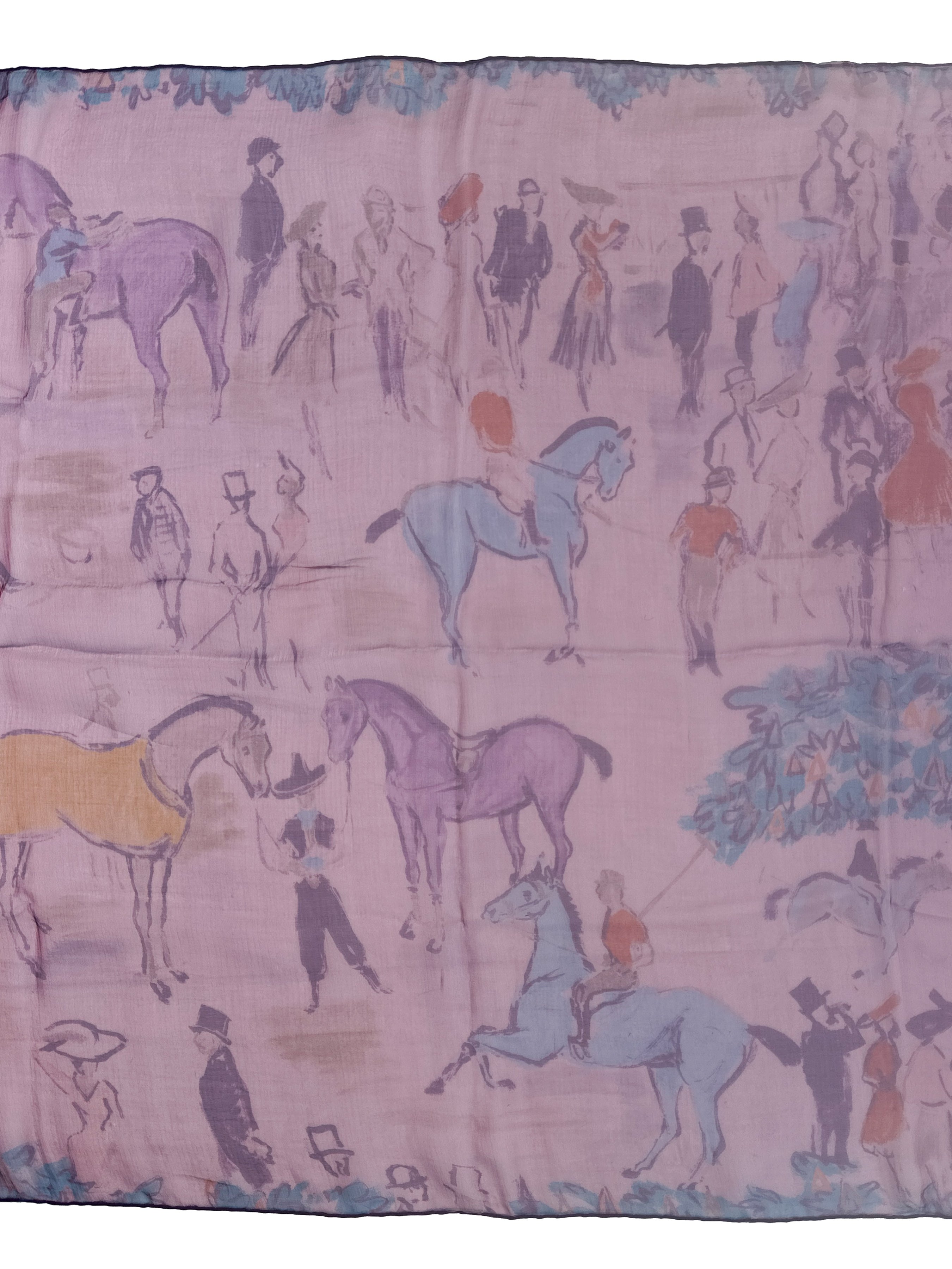 Hermès Le Grand Prix de Polo de Bagatelle Changeant Mousseline Shawl