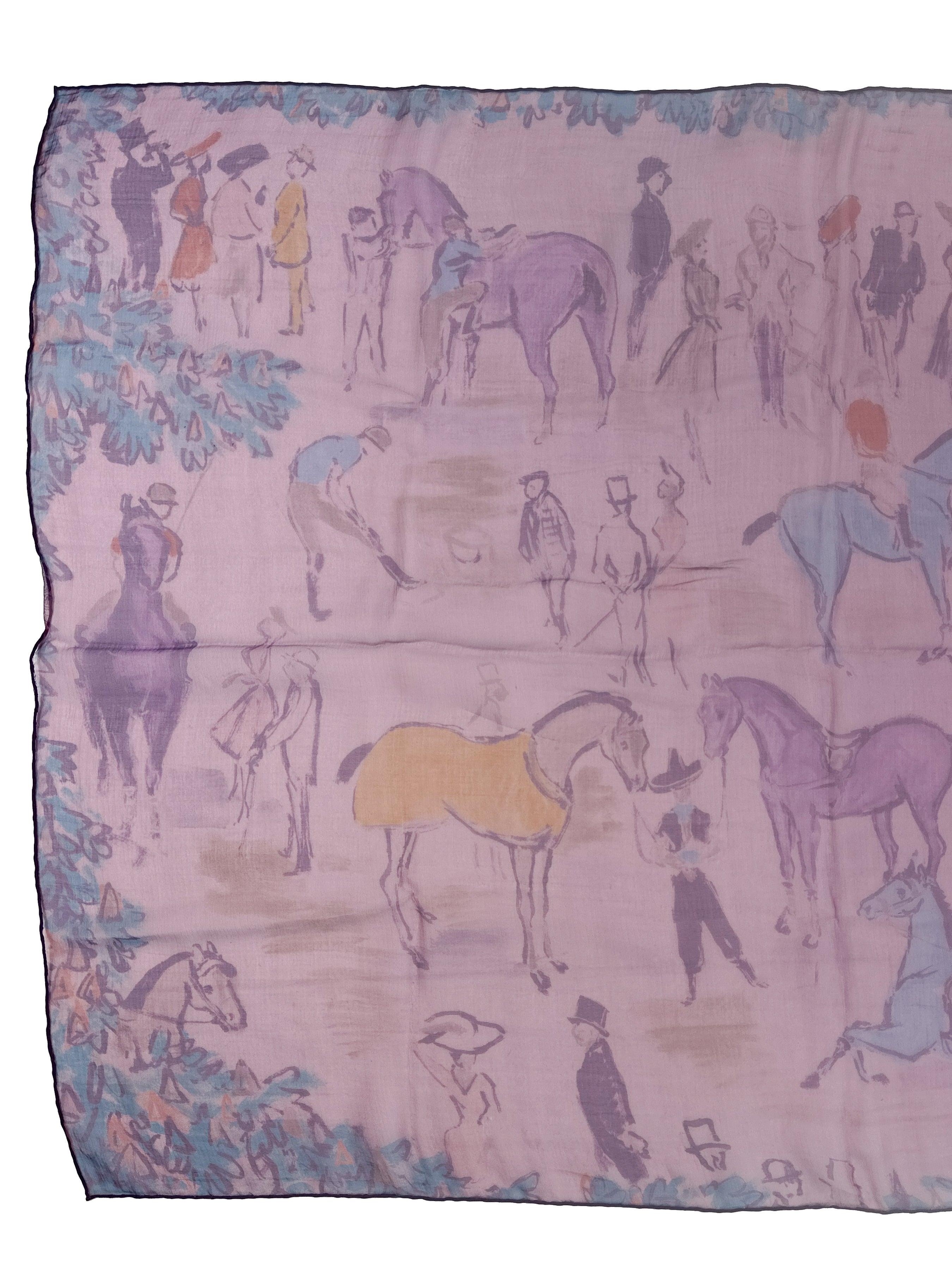 Hermès Le Grand Prix de Polo de Bagatelle Changeant Mousseline Shawl