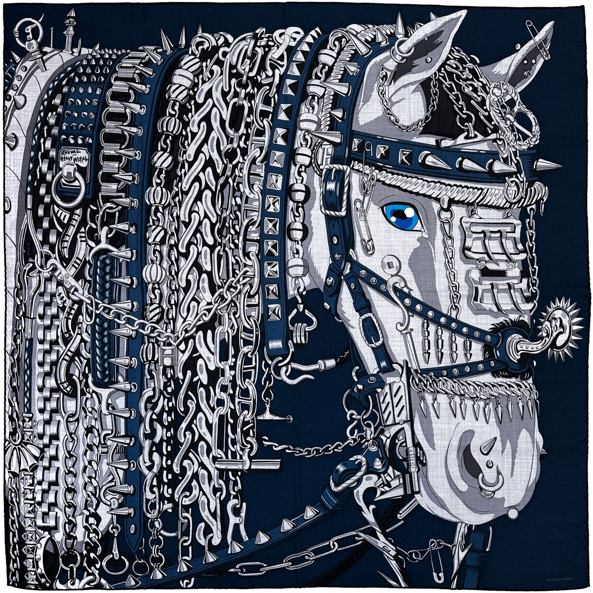 Hermès Cheval Heavy Metal Cashmere Silk 100