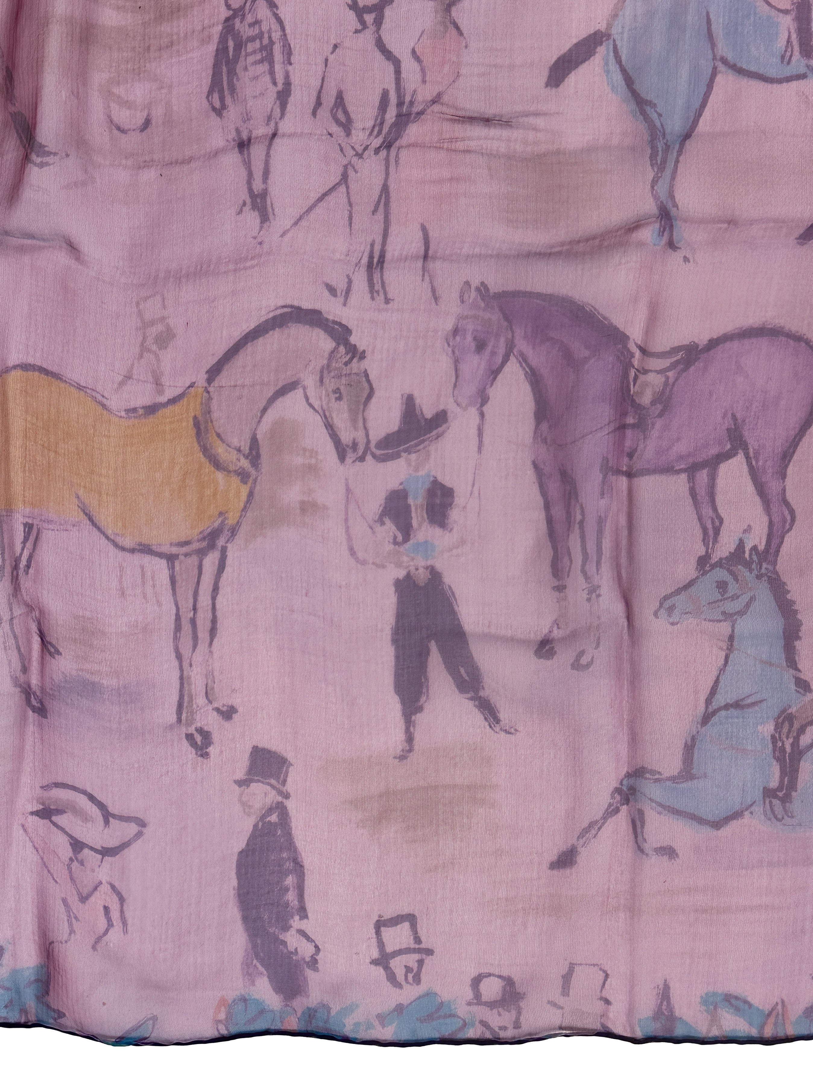 Hermès Le Grand Prix de Polo de Bagatelle Changeant Mousseline Shawl