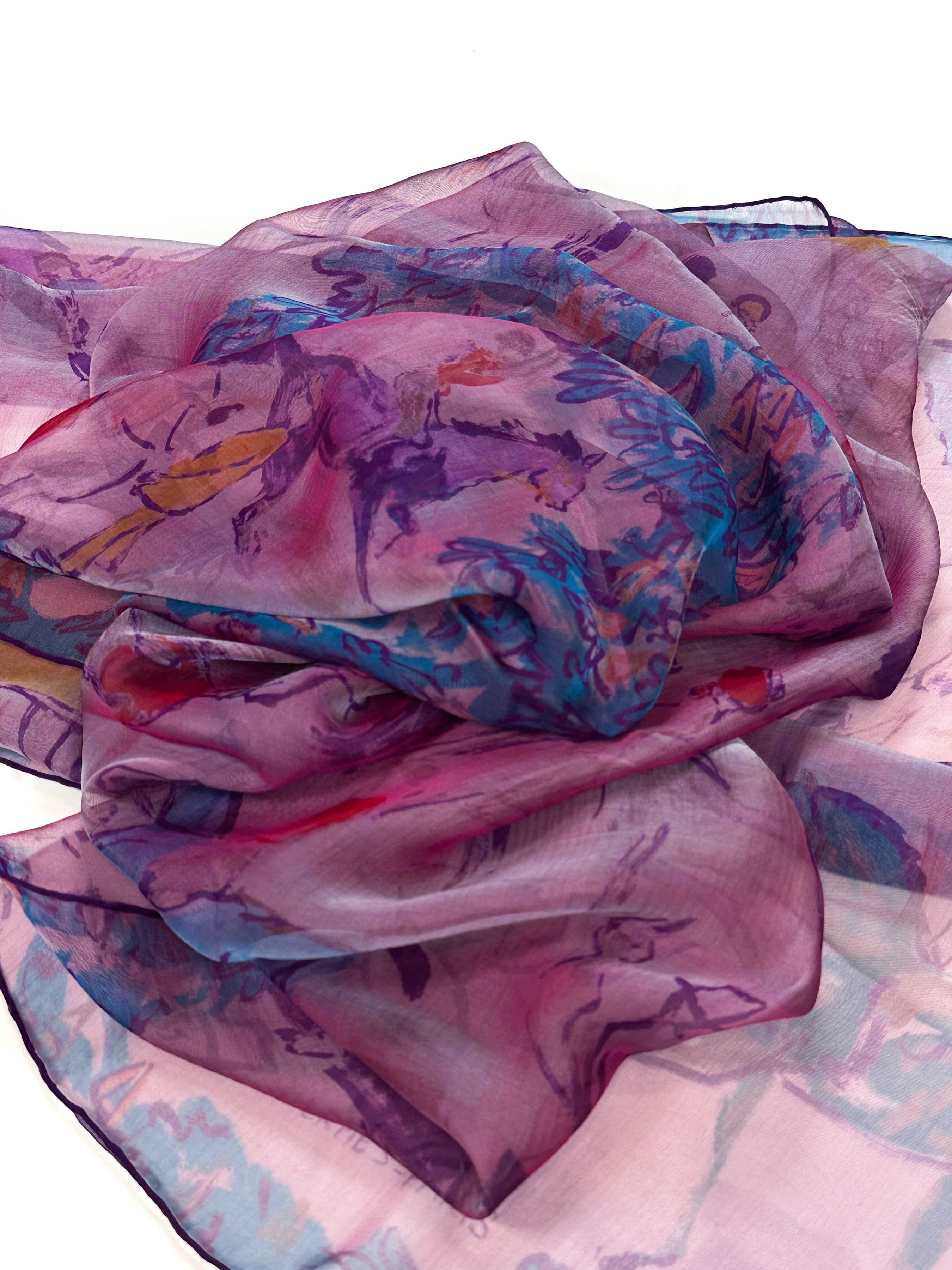 Hermès Le Grand Prix de Polo de Bagatelle Changeant Mousseline Shawl