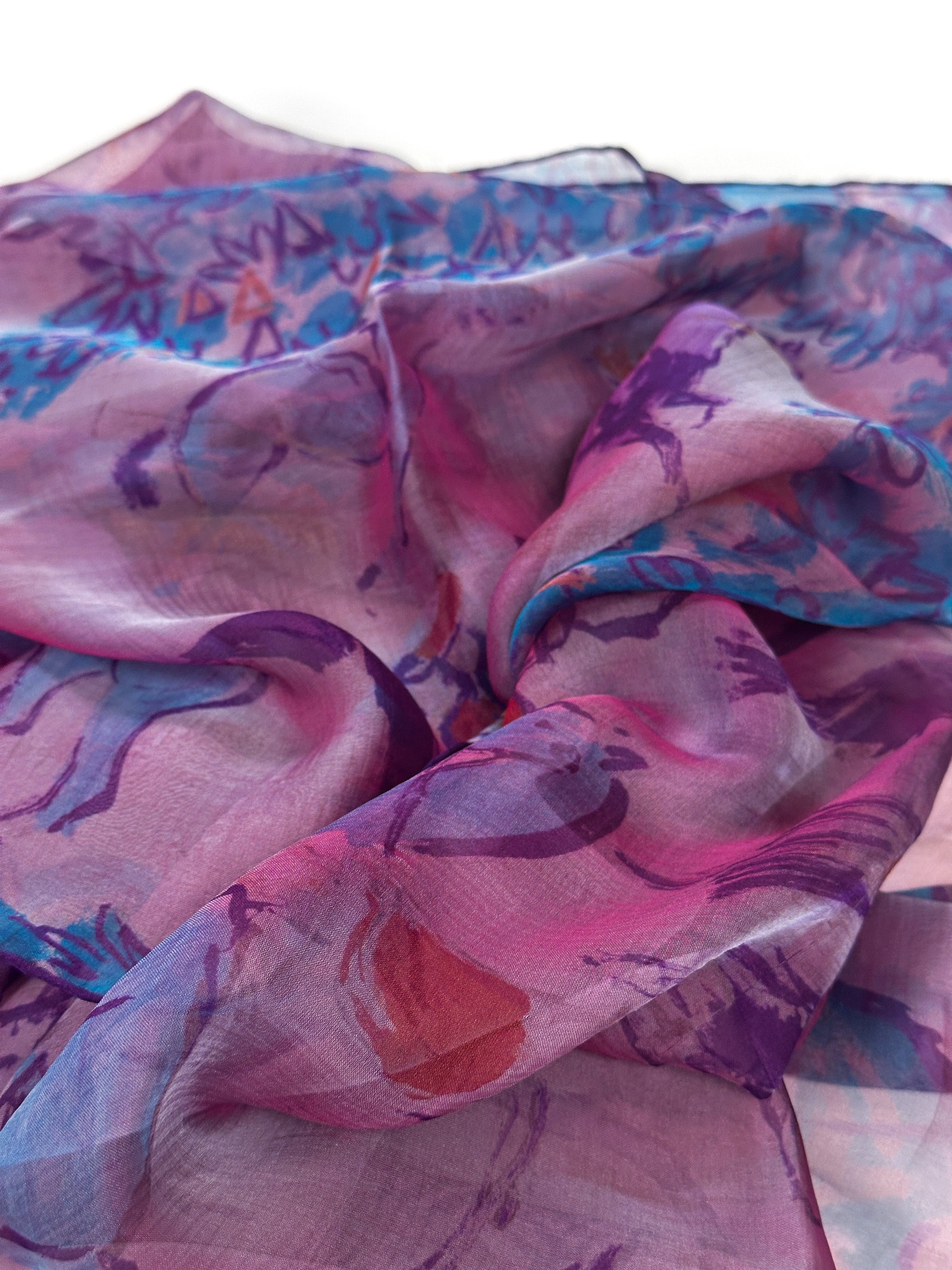 Hermès Le Grand Prix de Polo de Bagatelle Changeant Mousseline Shawl