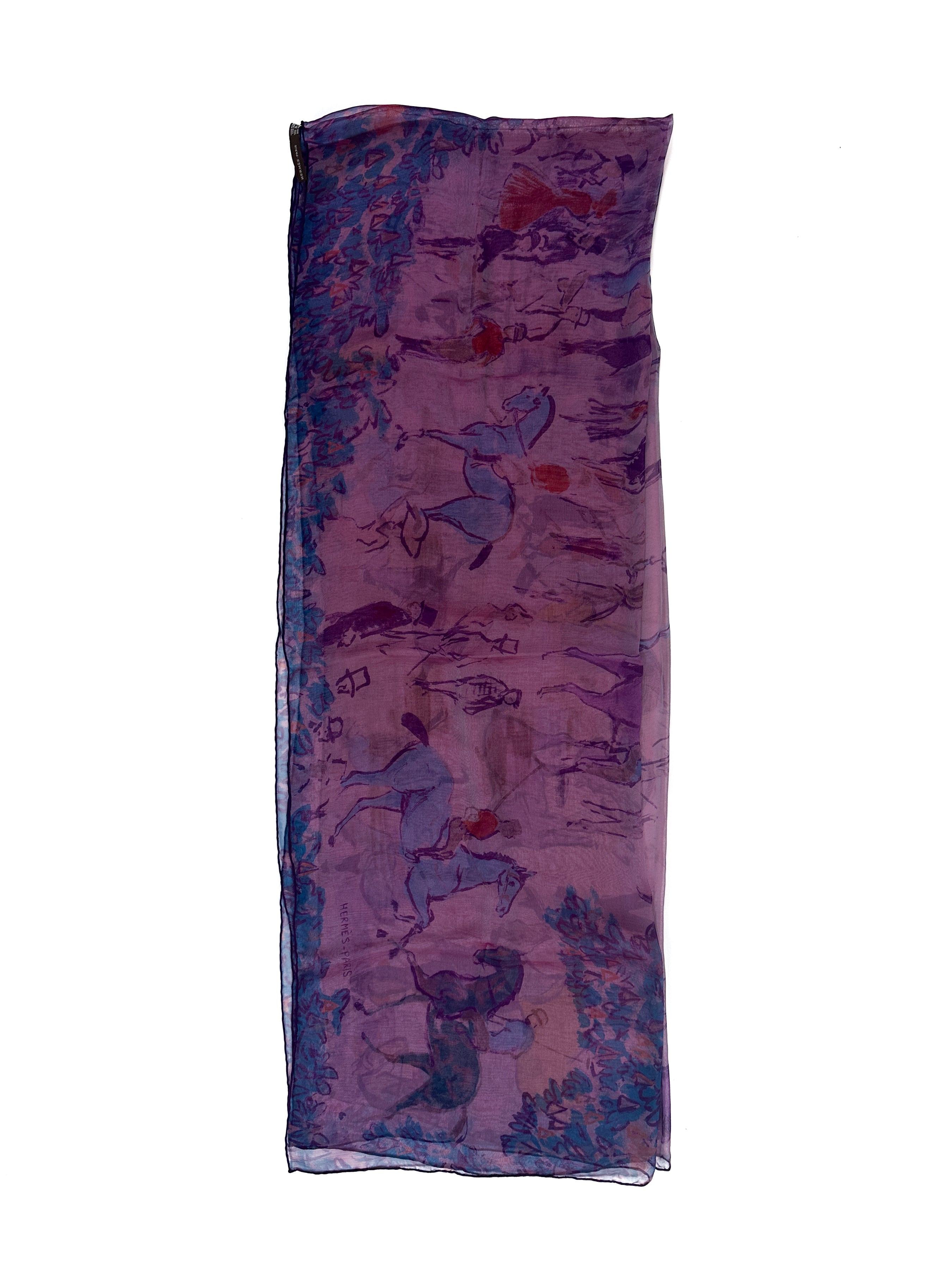 Hermès Le Grand Prix de Polo de Bagatelle Changeant Mousseline Shawl