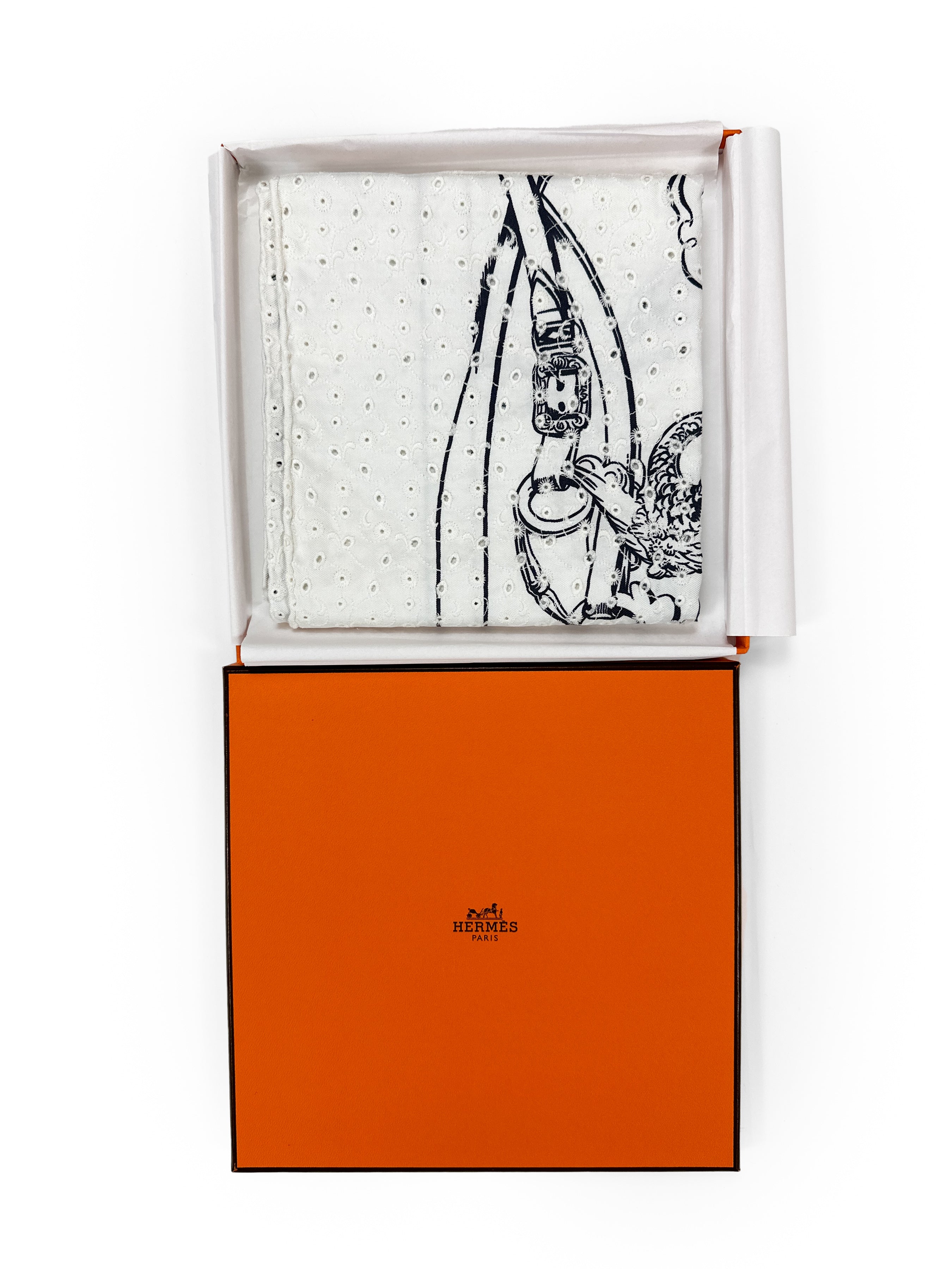 Hermès Brides de Gala Broderie Anglaise 70