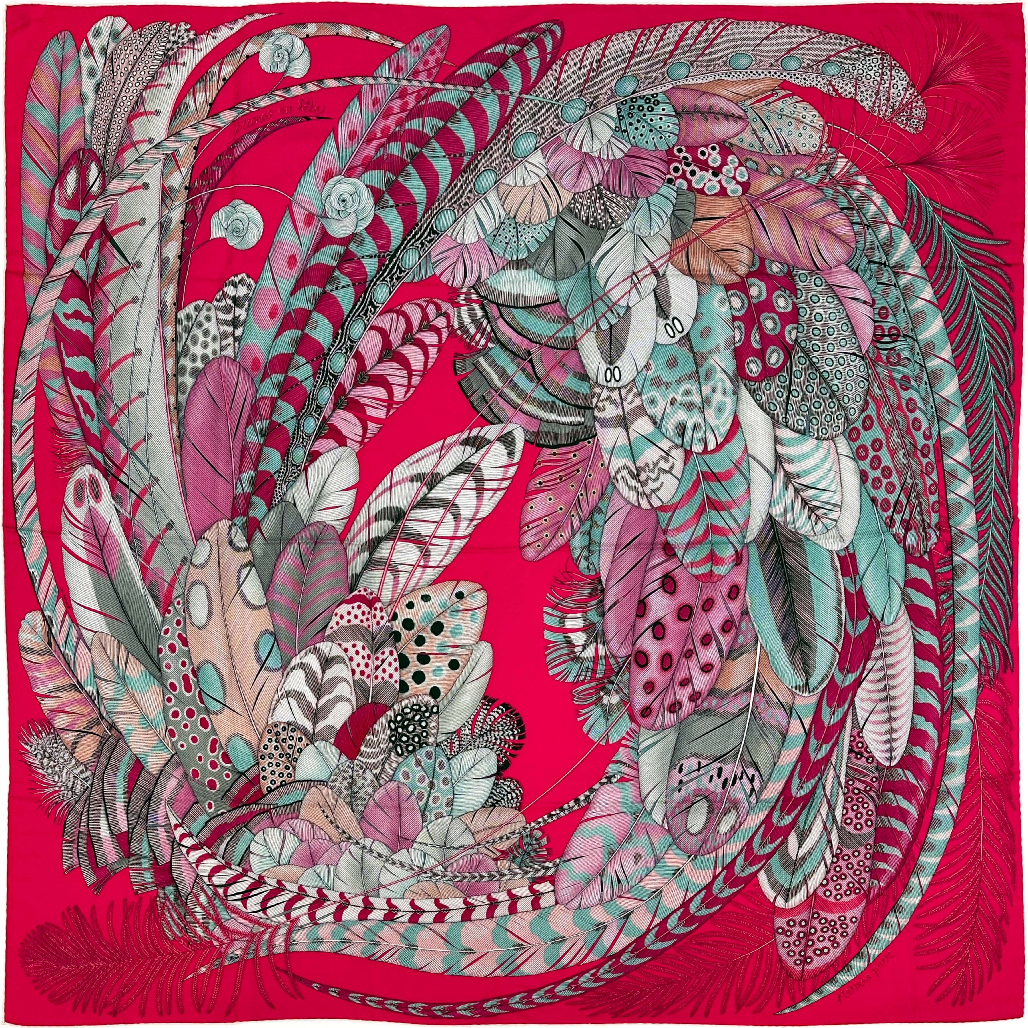 Hermès Plumes en Fete Cashmere Silk 140