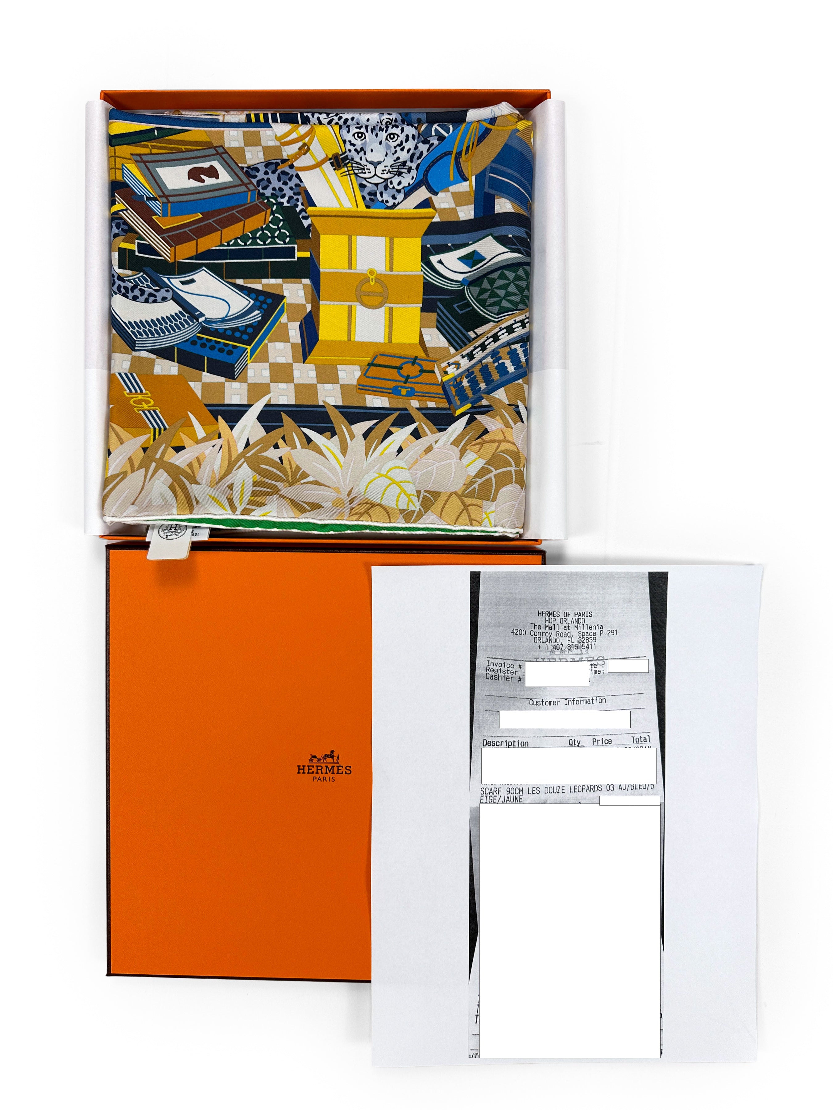 Hermès Douze Leopards Double Face 90