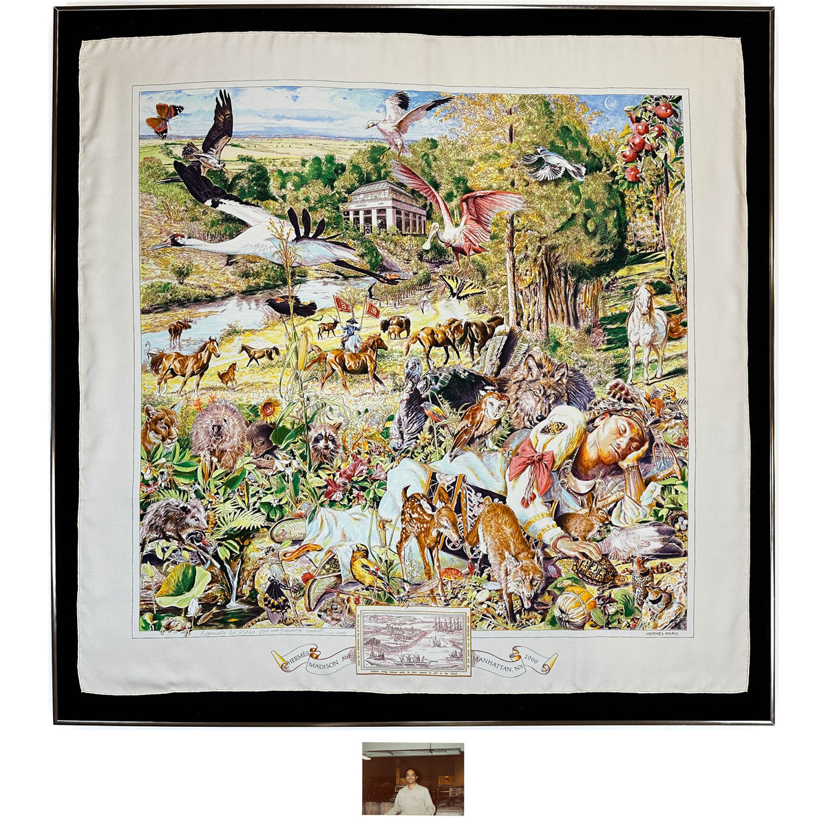 Hermès Madison Avenue Framed 90 & Original Photograph  *Signed & Gifted by Kermit Oliver*