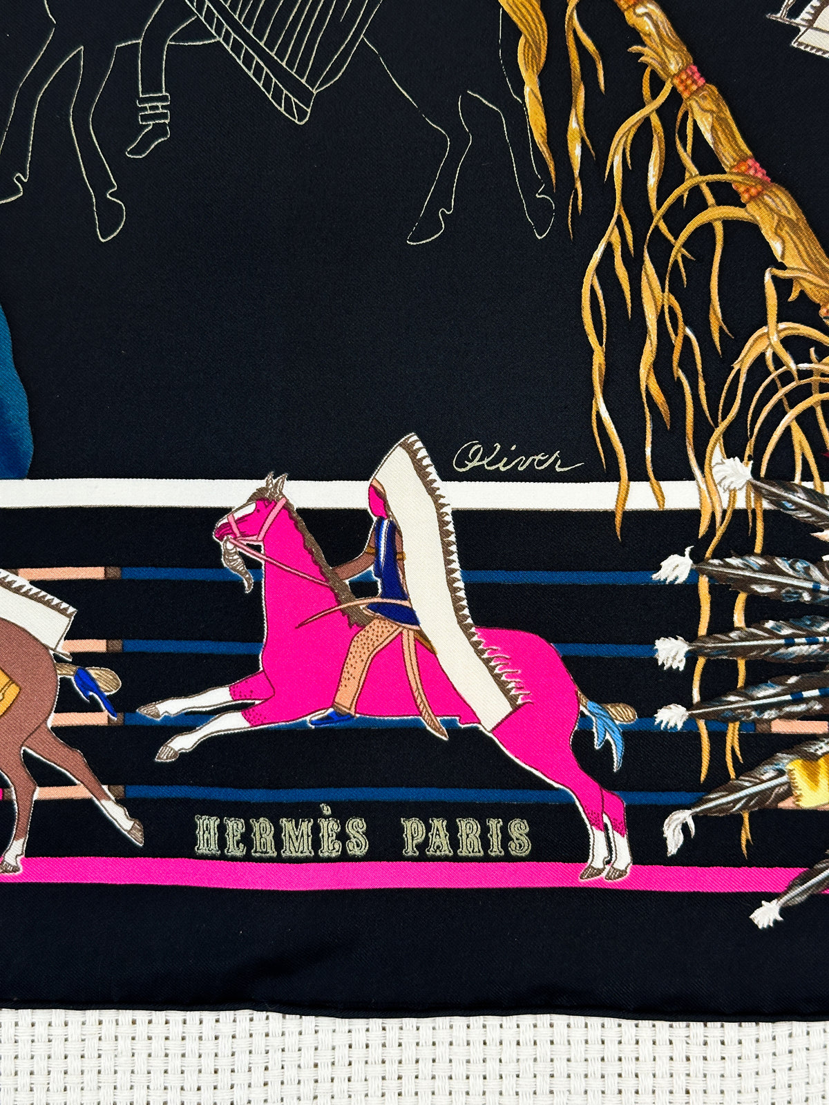 Hermès Pani La Shar Pawnee Mounted 90 & Original Photograph *Signed & Gifted by Kermit Oliver*