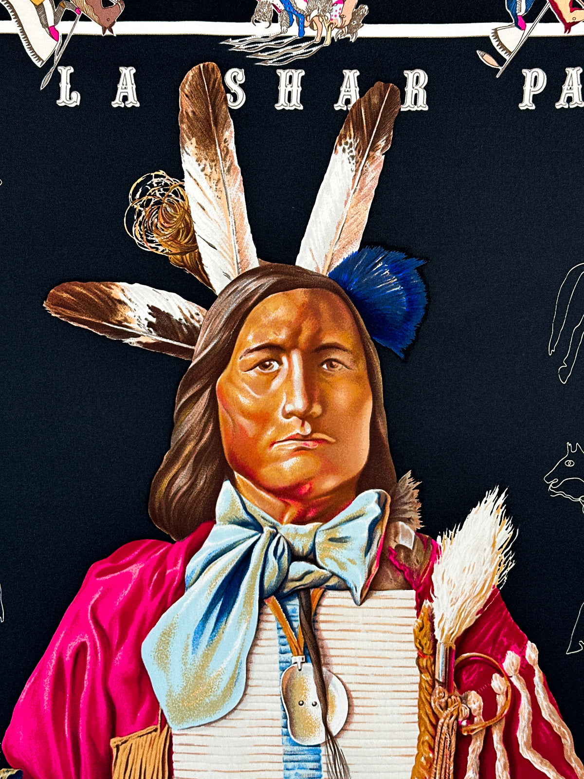 Hermès Pani La Shar Pawnee Mounted 90 & Original Photograph *Signed & Gifted by Kermit Oliver*