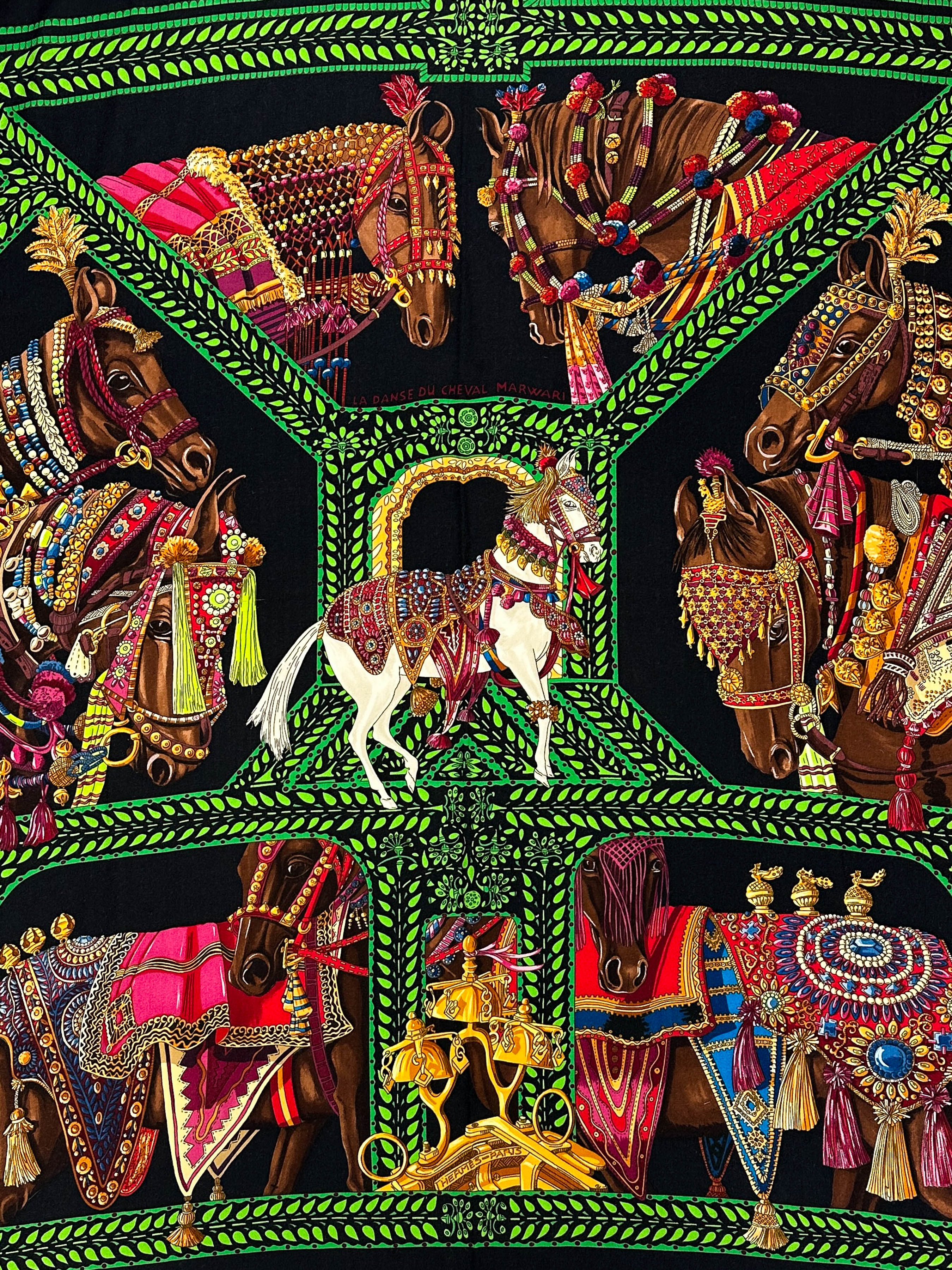 Hermès La Danse du Cheval Marwari Cashmere Silk 140