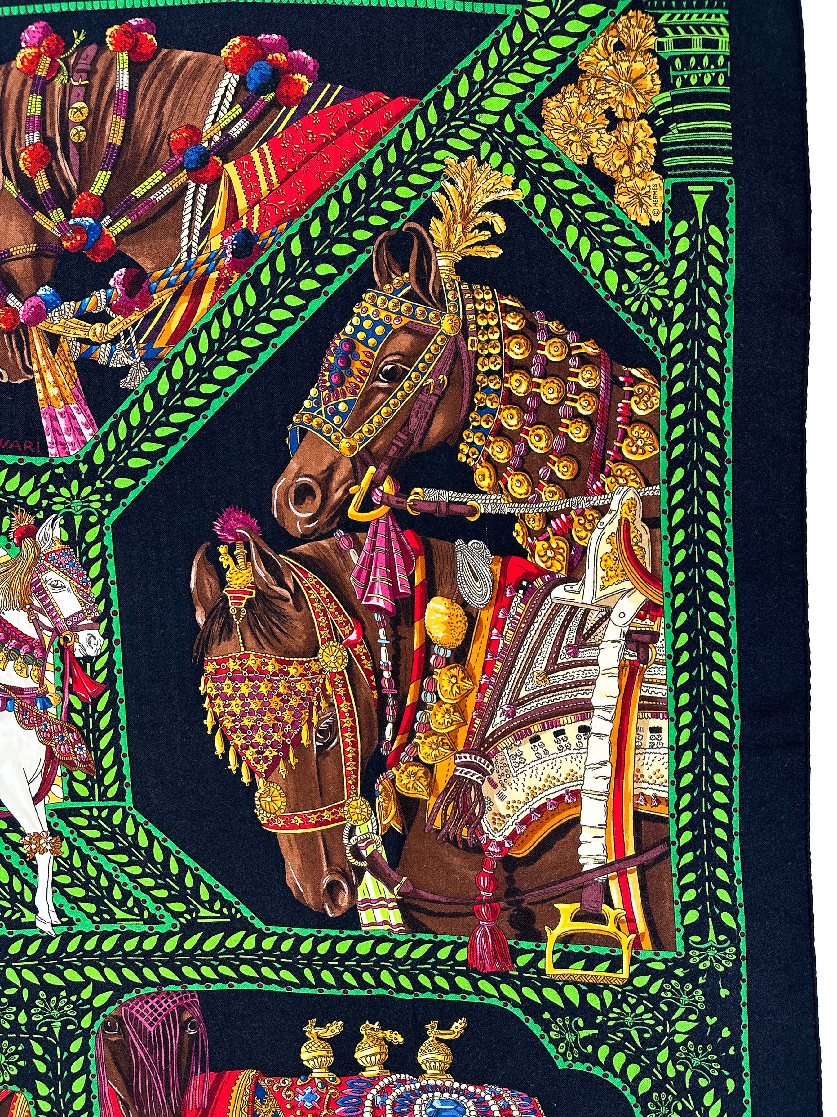 Hermès La Danse du Cheval Marwari Cashmere Silk 140