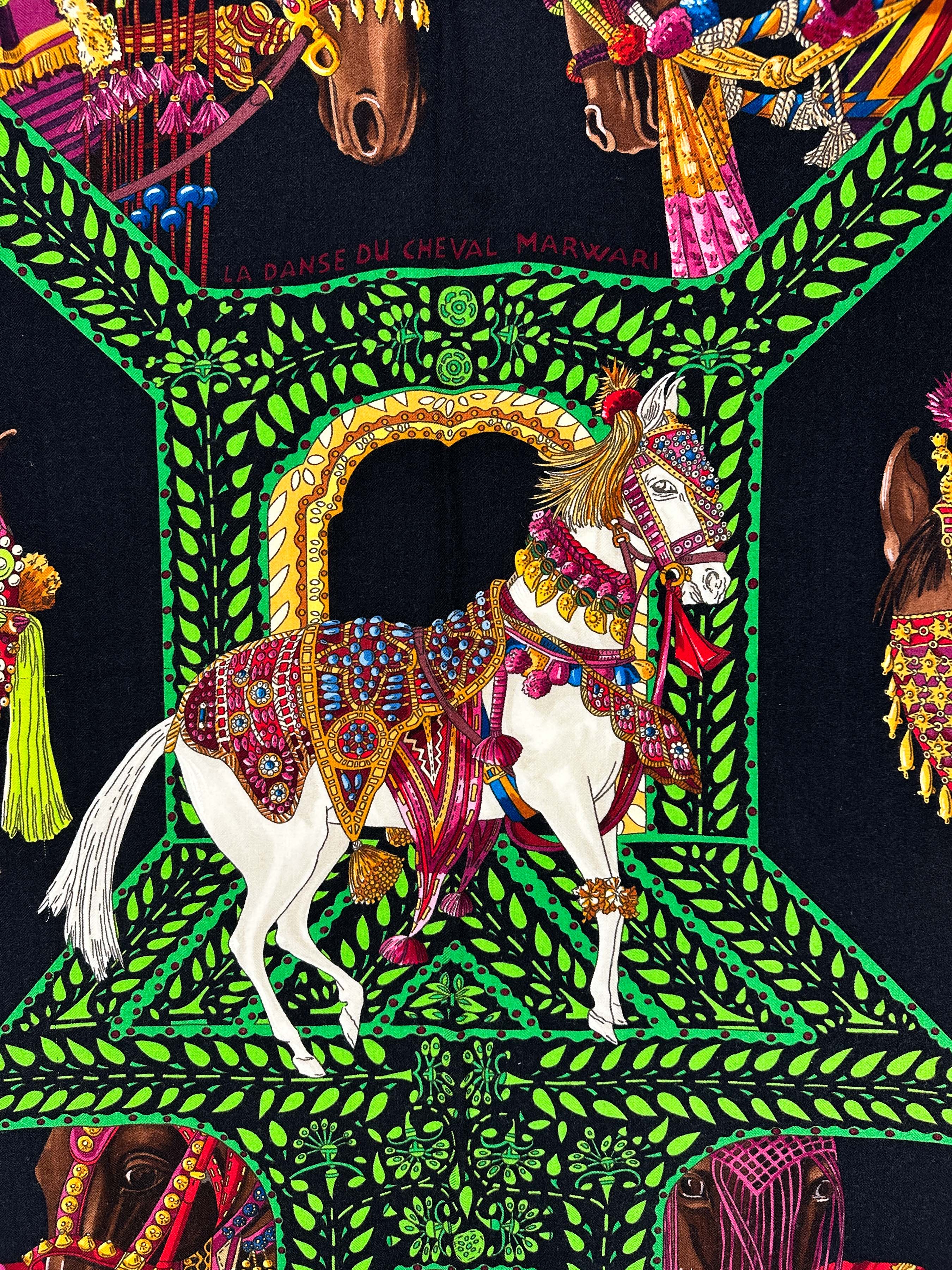 Hermès La Danse du Cheval Marwari Cashmere Silk 140