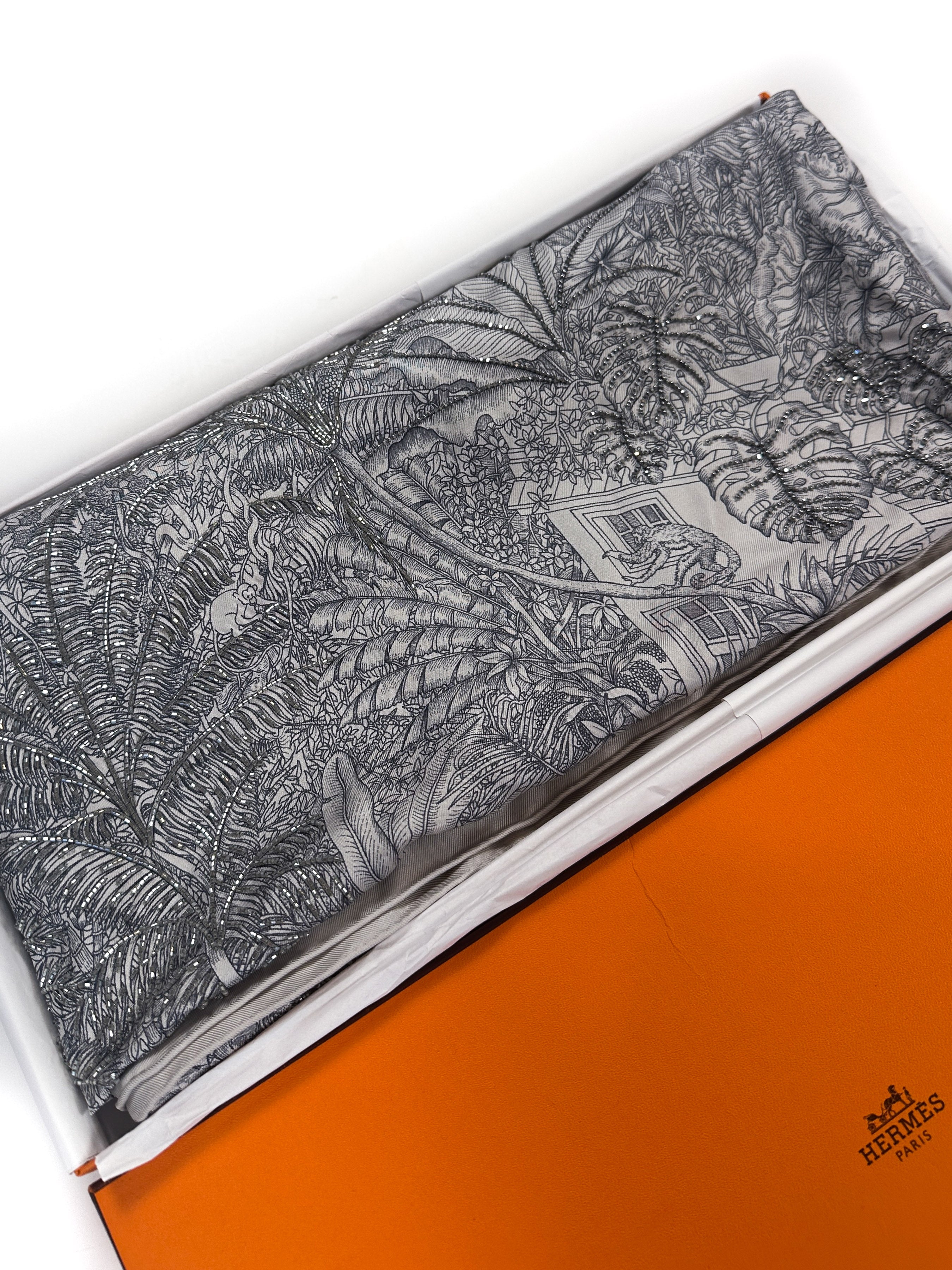 Hermès Exceptional Beaded Faubourg Tropical Eclat 90