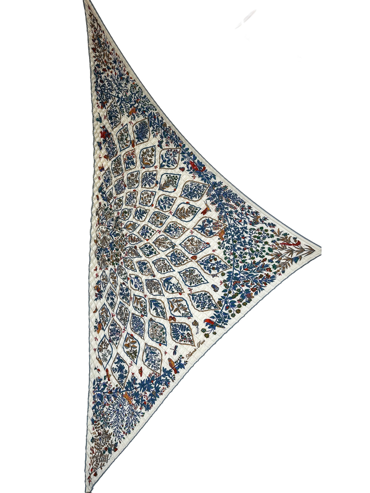 Hermès Plantes Officinales Cashmere Silk Mosaic Plissé Giant Triangle