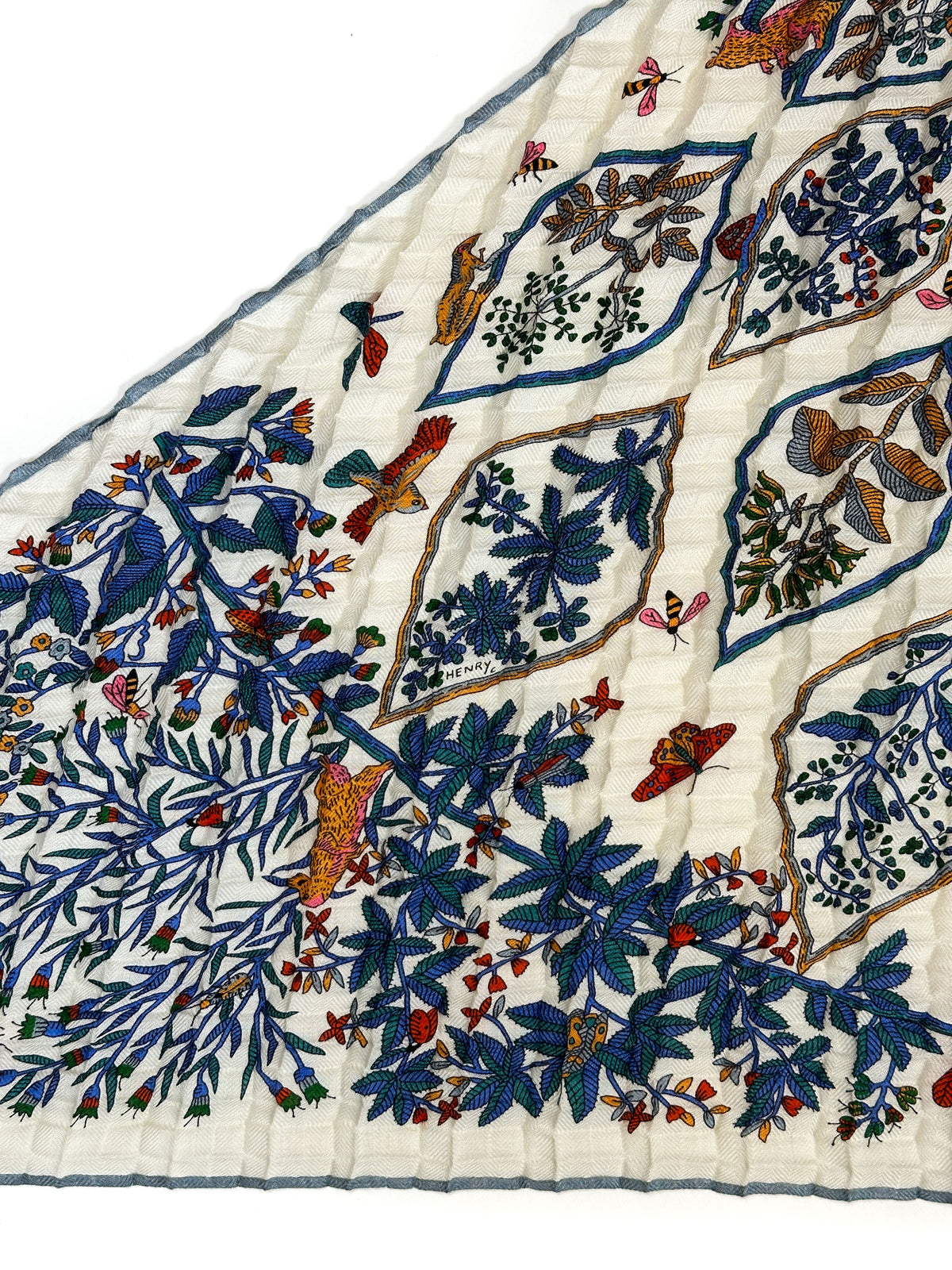Hermès Plantes Officinales Cashmere Silk Mosaic Plissé Giant Triangle