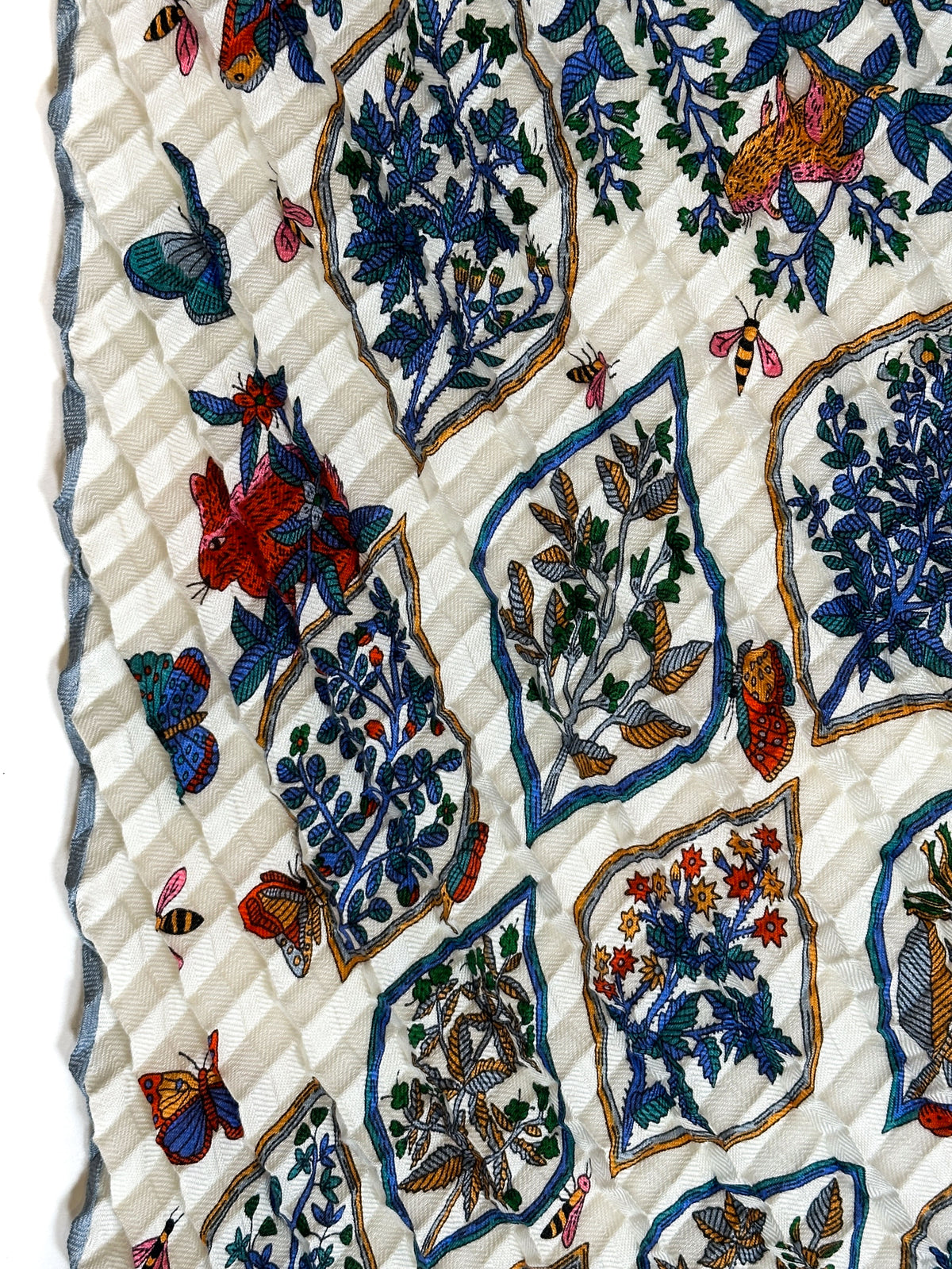 Hermès Plantes Officinales Cashmere Silk Mosaic Plissé Giant Triangle