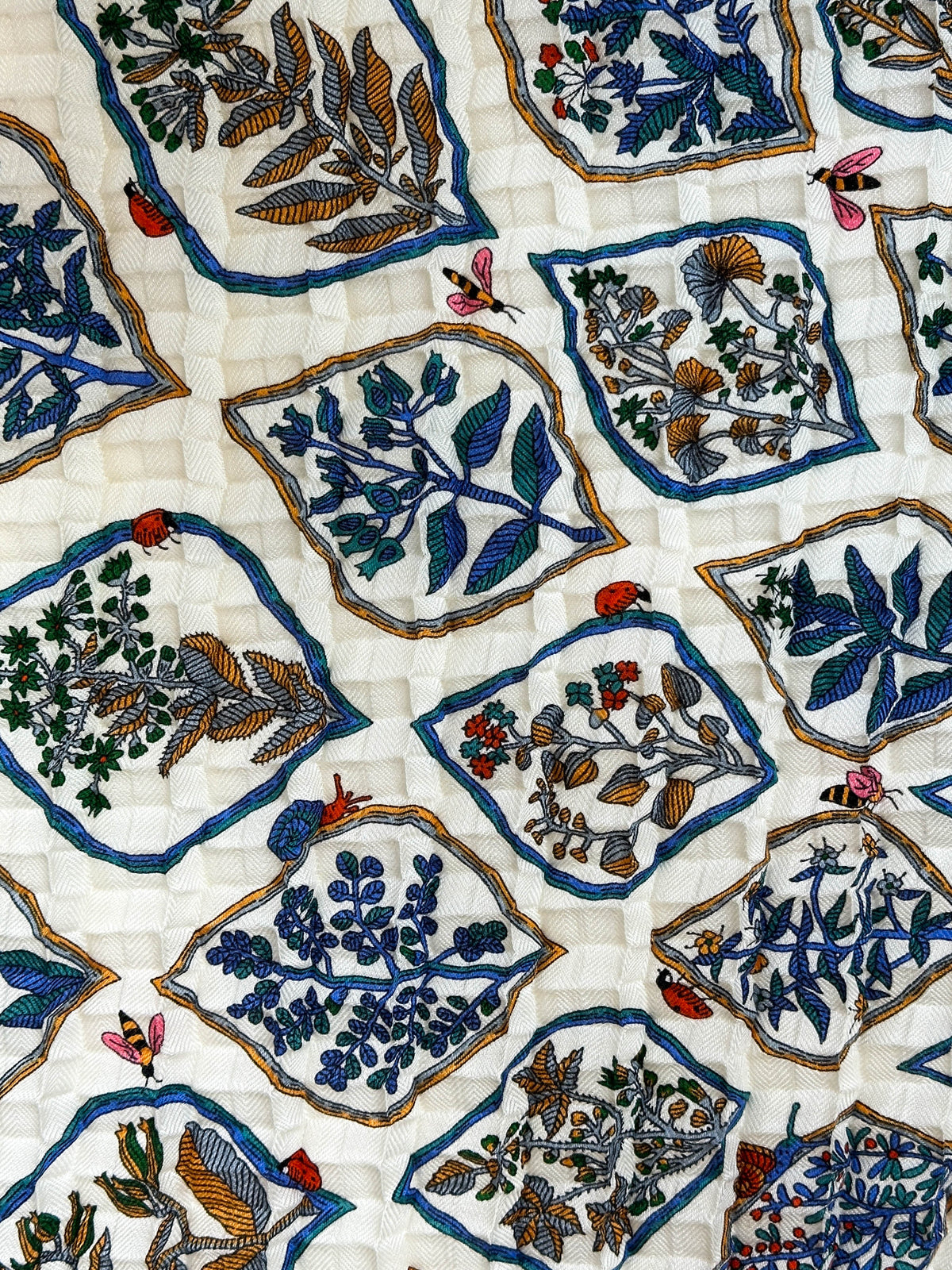Hermès Plantes Officinales Cashmere Silk Mosaic Plissé Giant Triangle