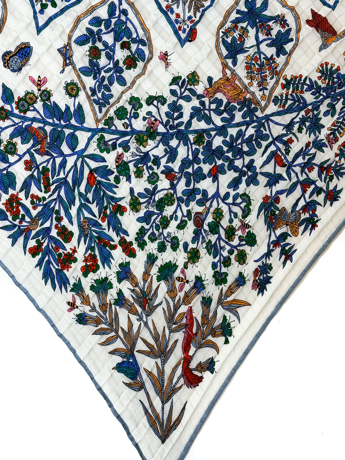 Hermès Plantes Officinales Cashmere Silk Mosaic Plissé Giant Triangle