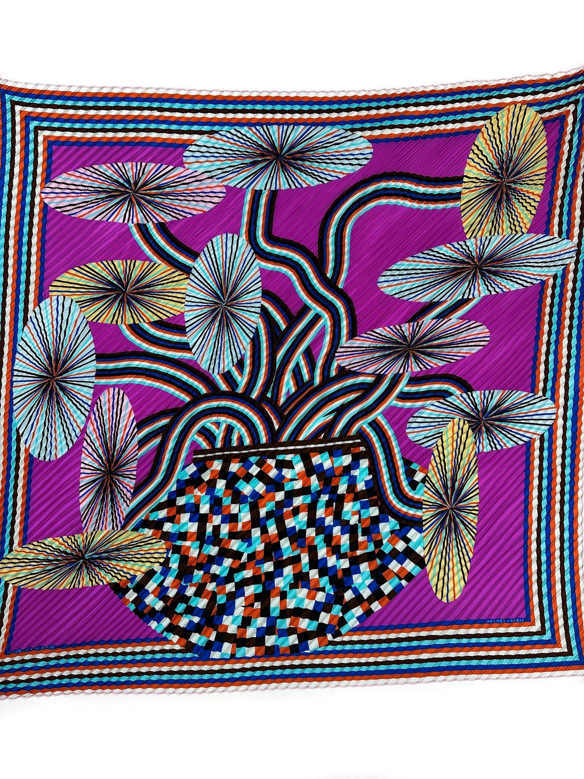 Hermès Flores Del Este Silk Plissé 140