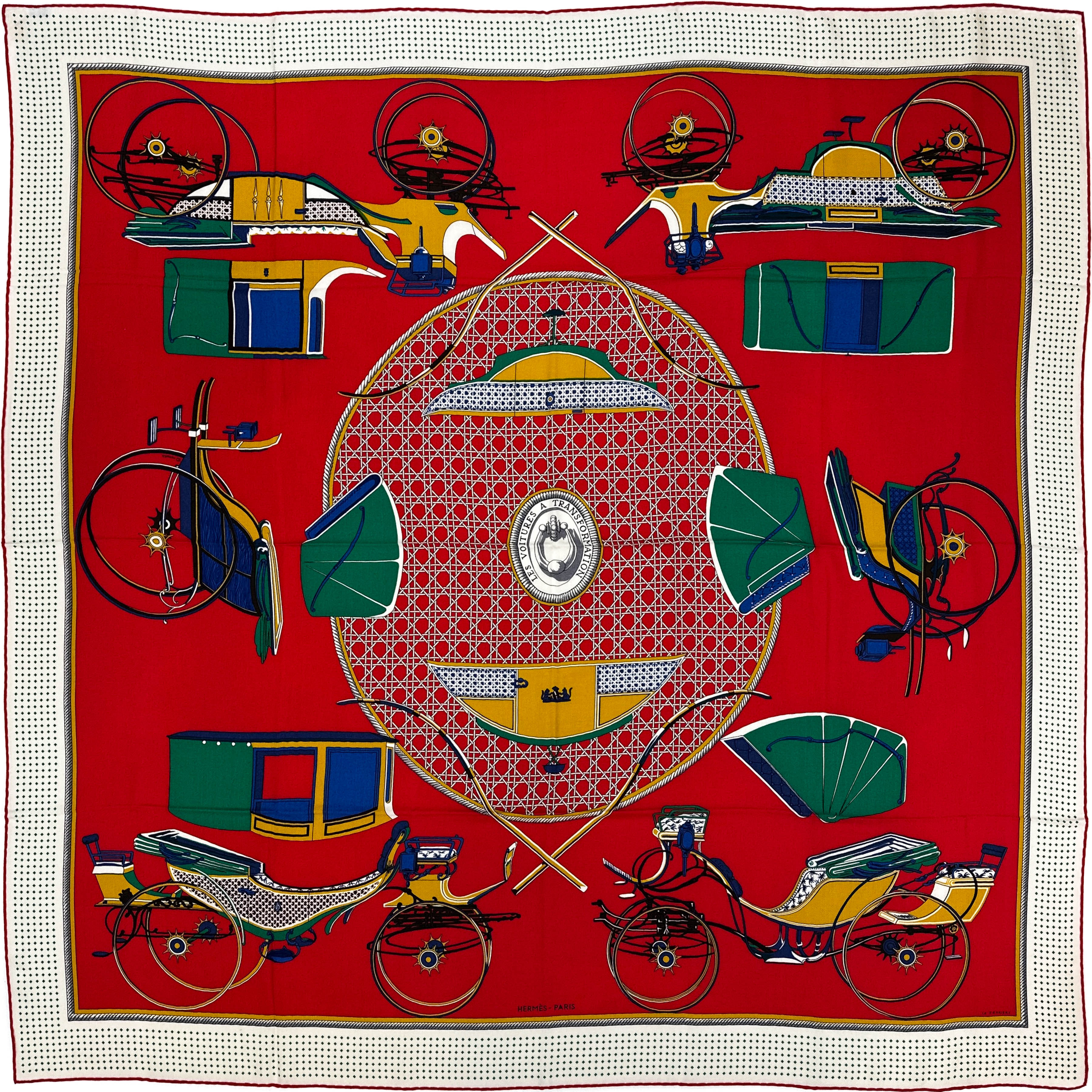 Hermès Les Voitures à Transformation Cashmere Silk 140