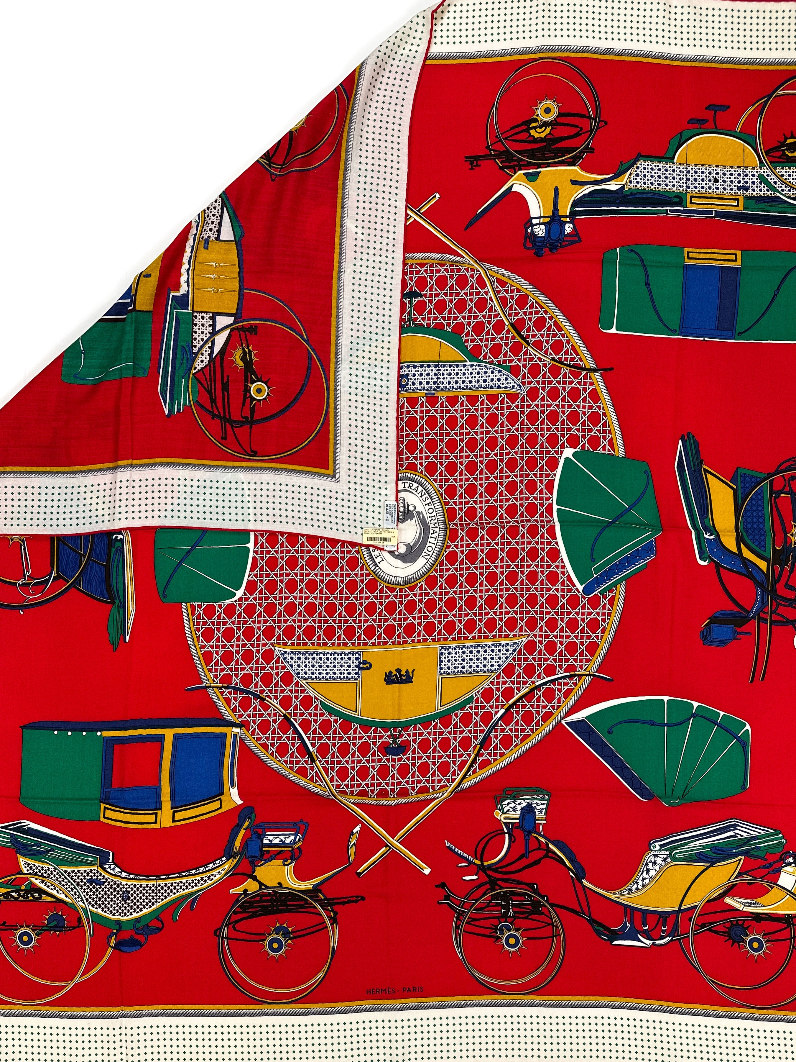 Hermès Les Voitures à Transformation Cashmere Silk 140