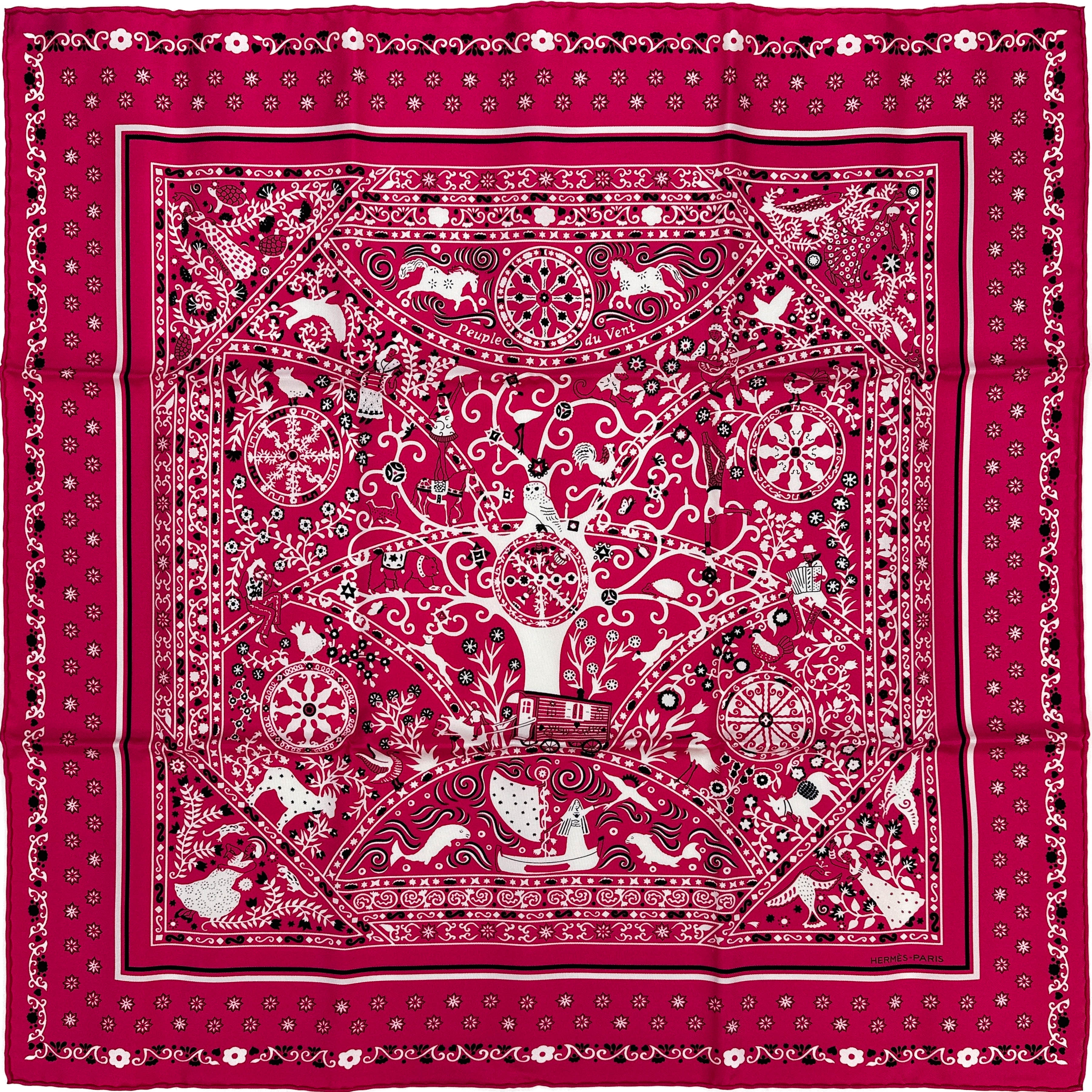 HERMES バンダナ スカーフ カレ55 Peuple du Vent 風の民 Hermès Peuple Du Vent Bandana 55