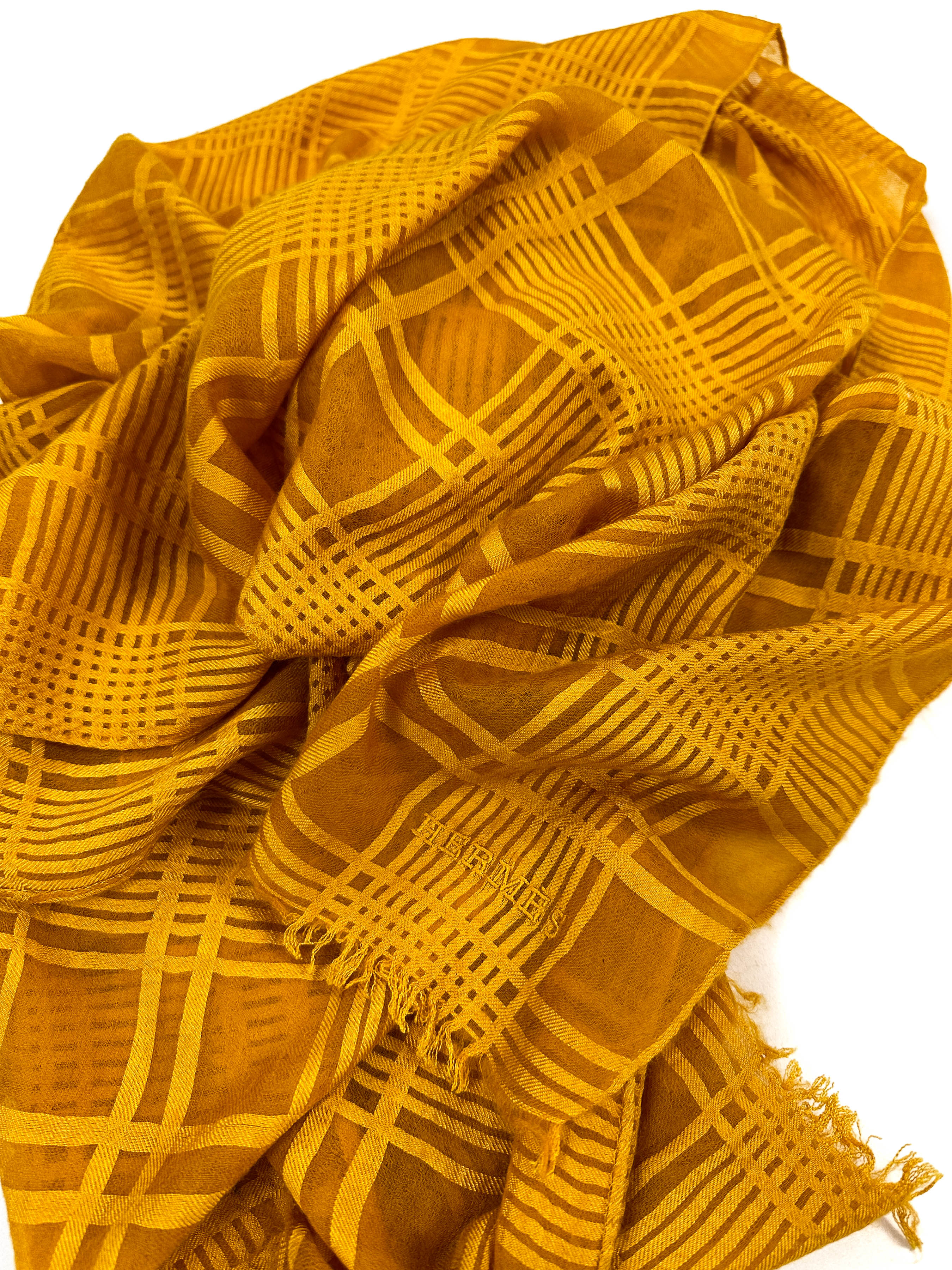 Hermès Voile de Carreaux Cashmere Silk Shawl