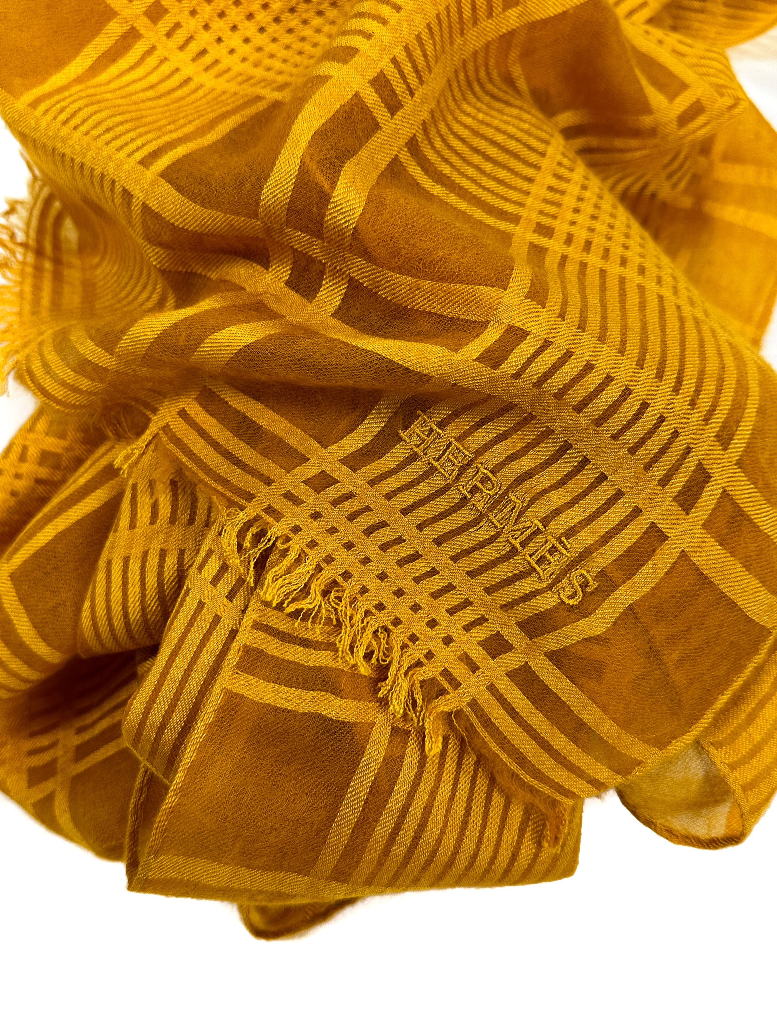 Hermès Voile de Carreaux Cashmere Silk Shawl