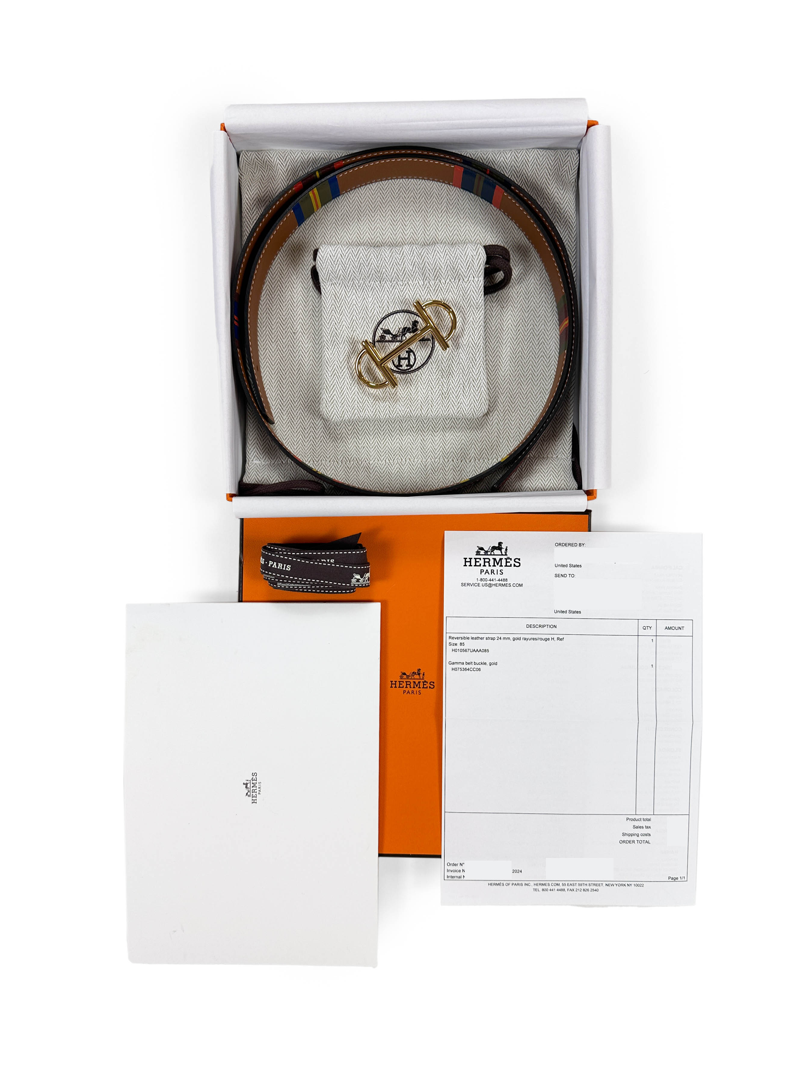 Hermès Gamma Buckle Reversible Belt 85