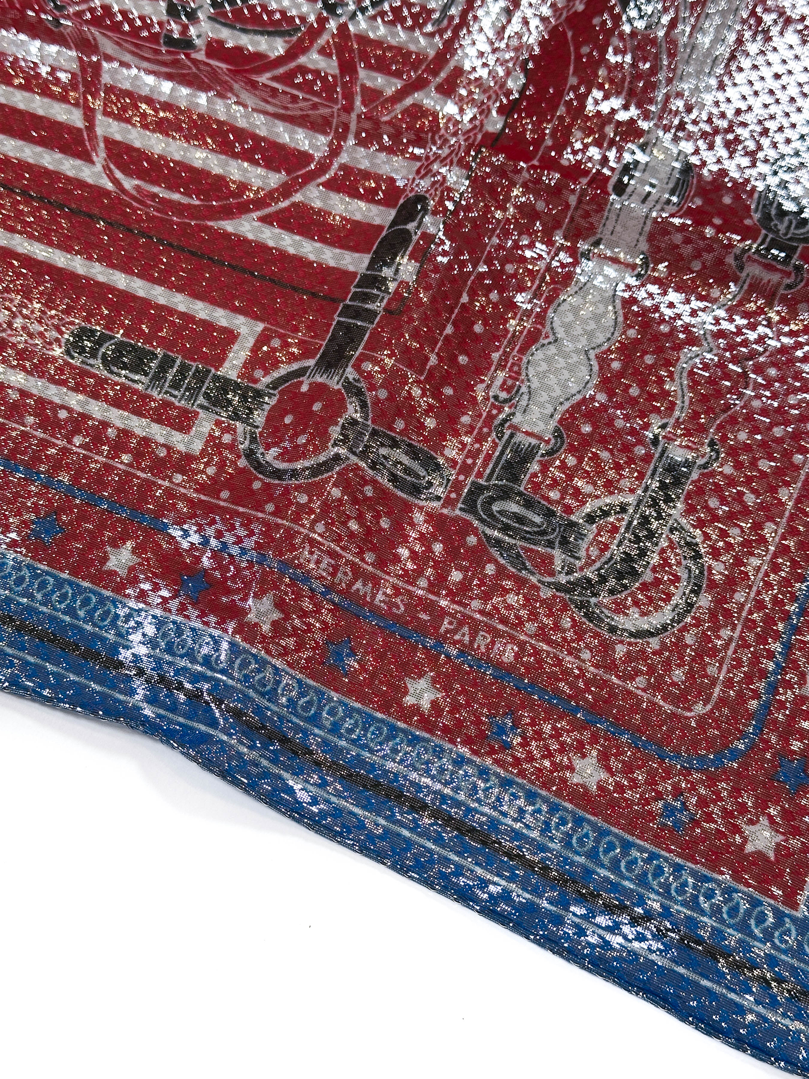 Hermès Coaching Disco Metallic Bandana 55