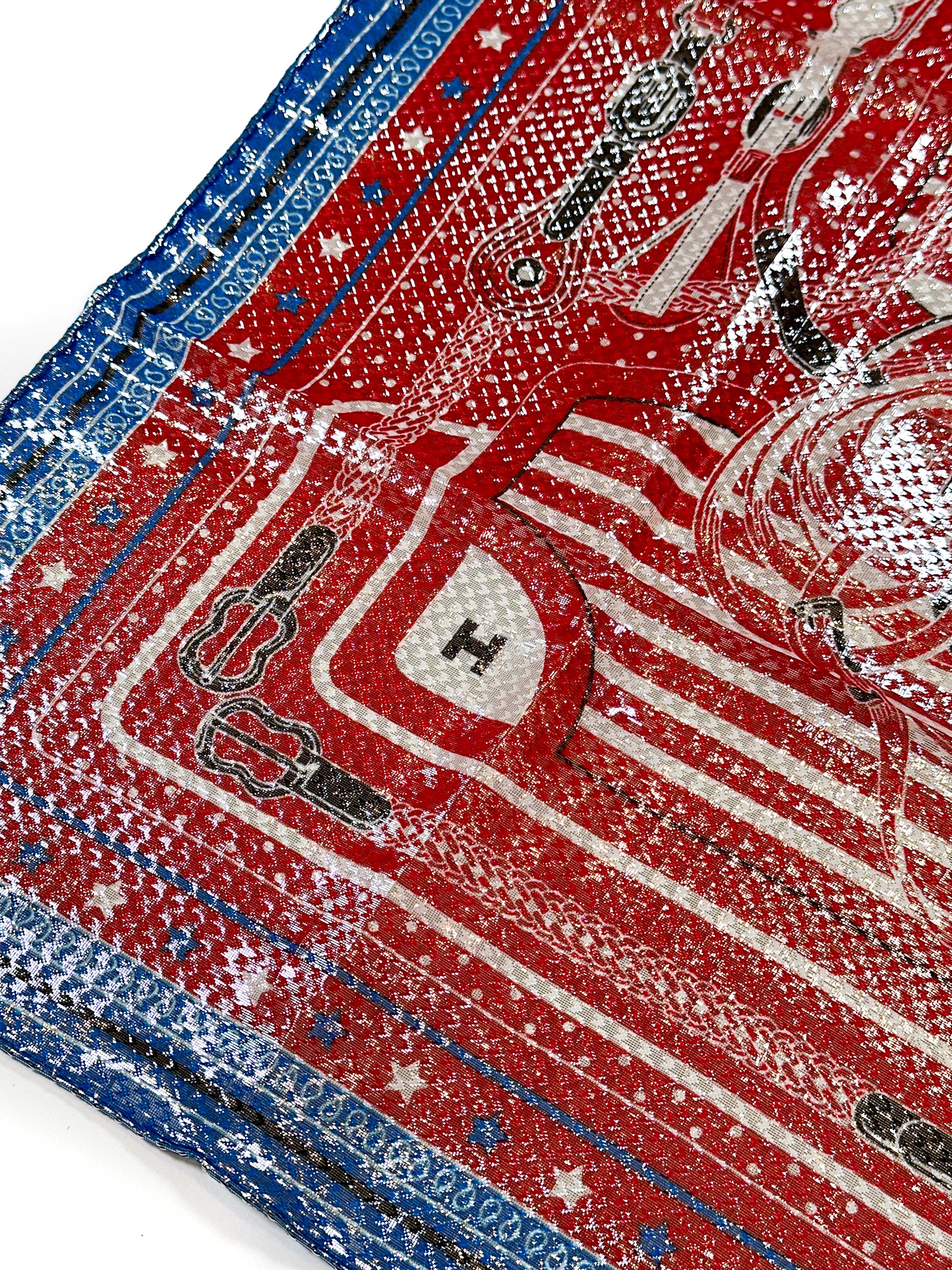 Hermès Coaching Disco Metallic Bandana 55