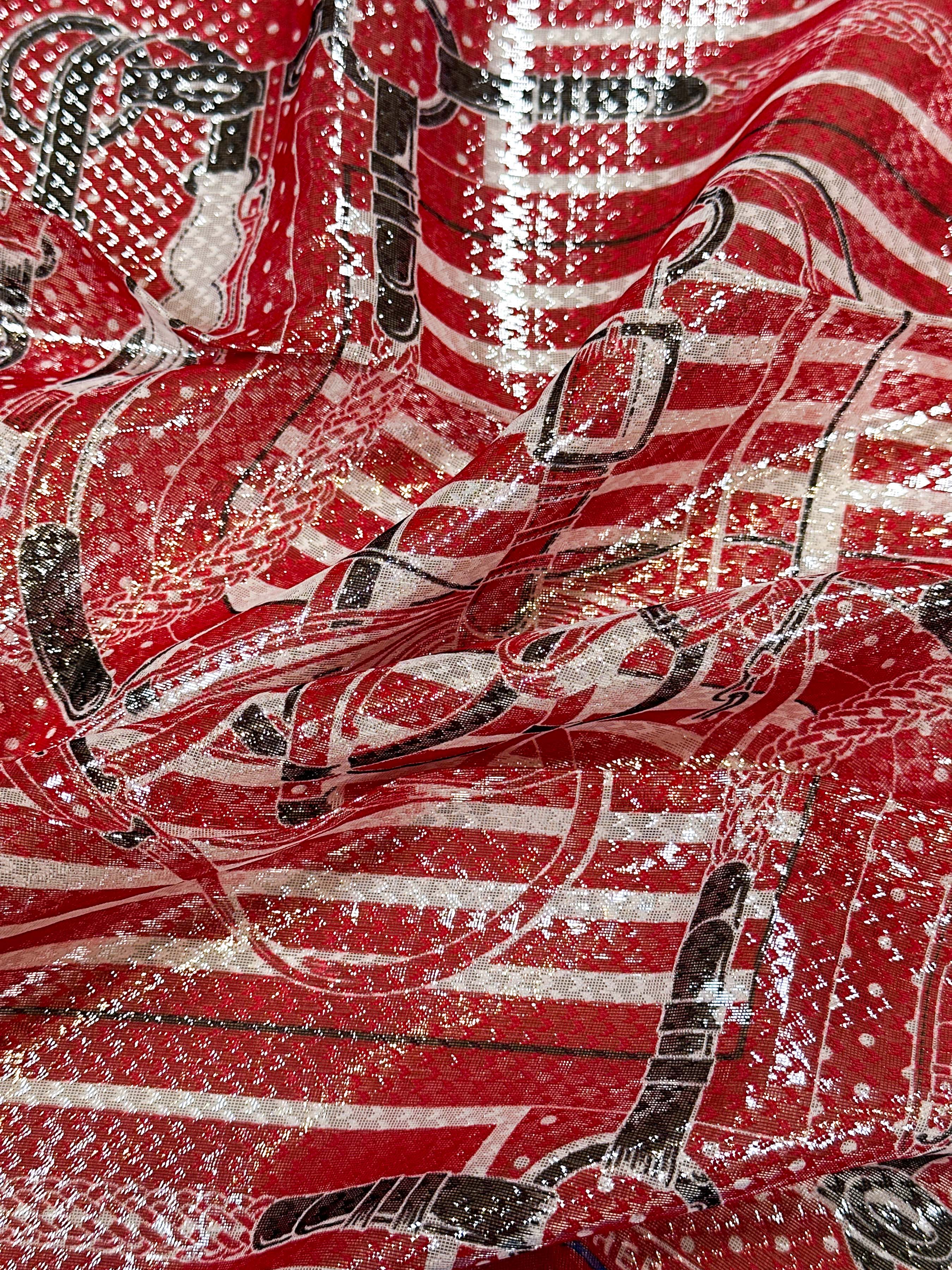Hermès Coaching Disco Metallic Bandana 55