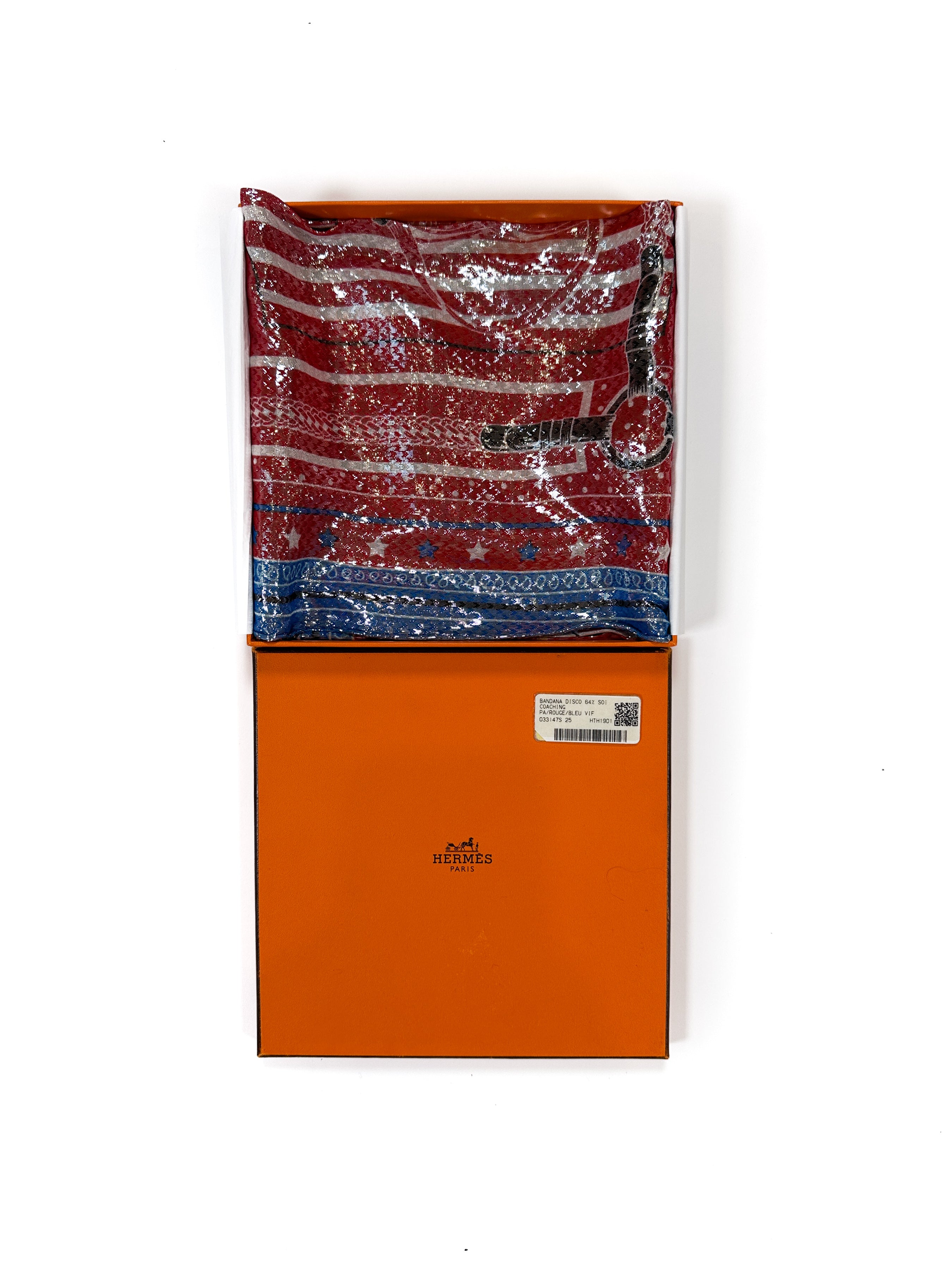 Hermès Coaching Disco Metallic Bandana 55
