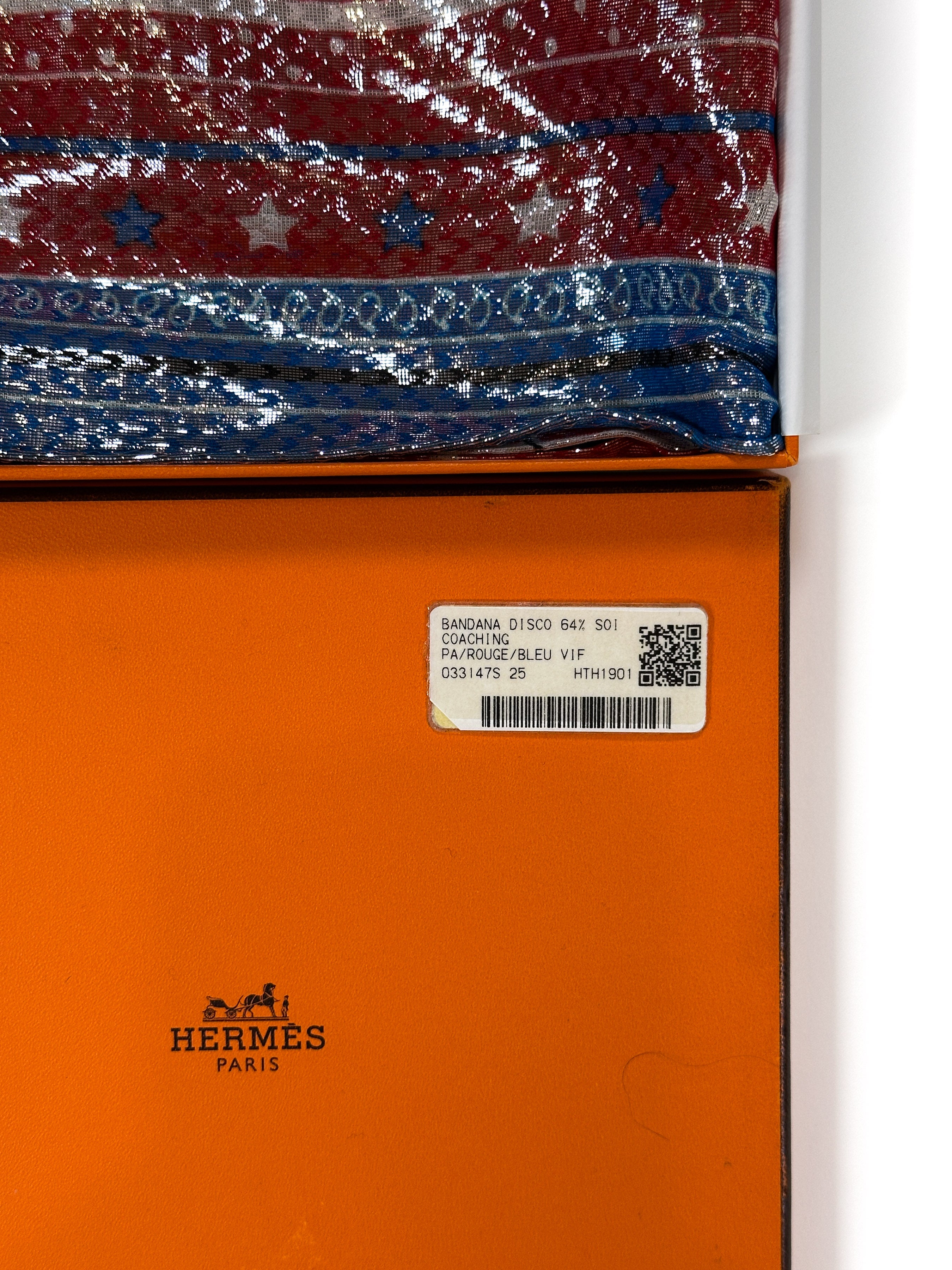 Hermès Coaching Disco Metallic Bandana 55
