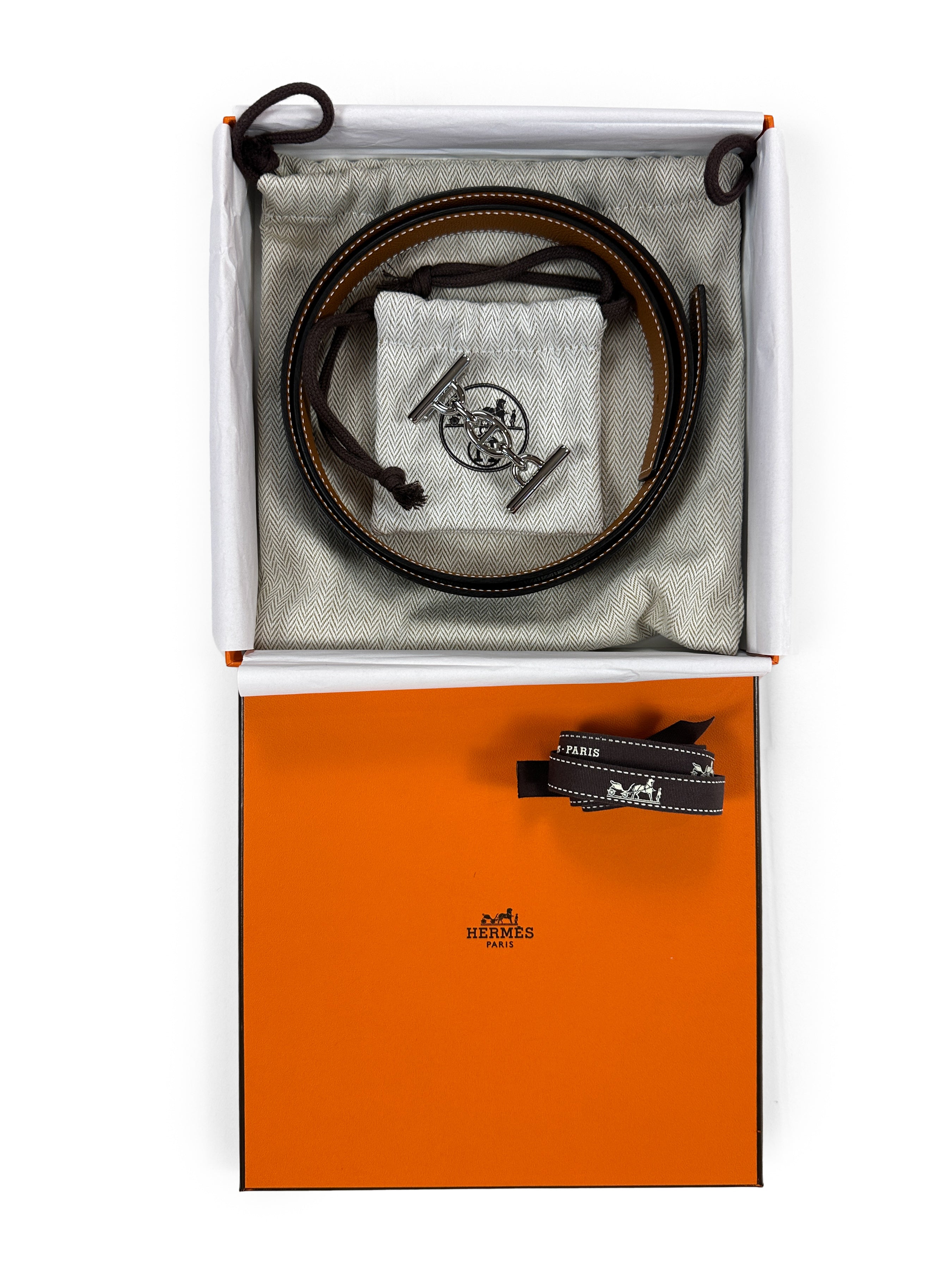 Hermès Lagune Buckle Reversible Belt 80