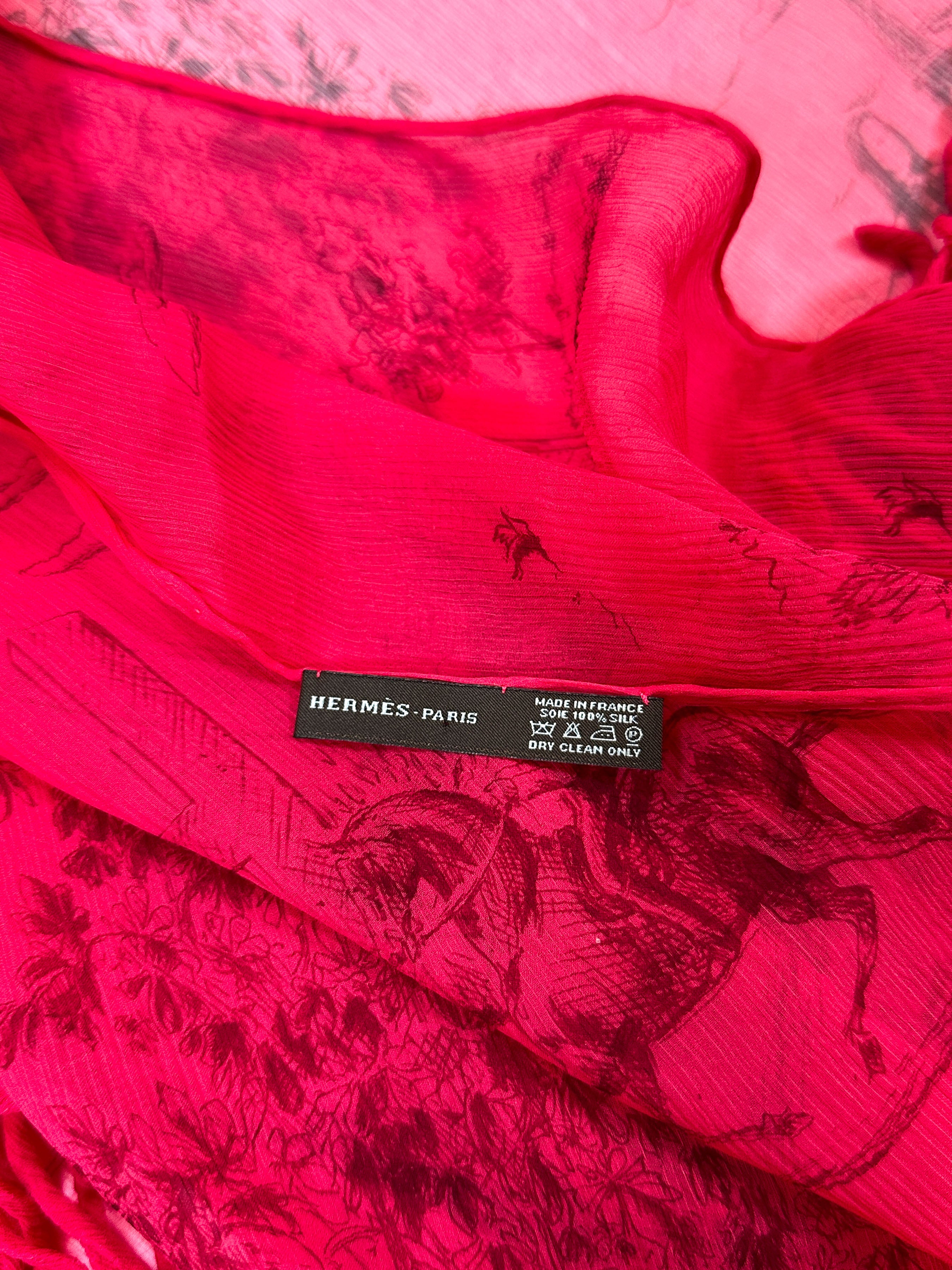 Hermès Twist & Silk Toile de Jouy Crinkle Mousseline Shawl