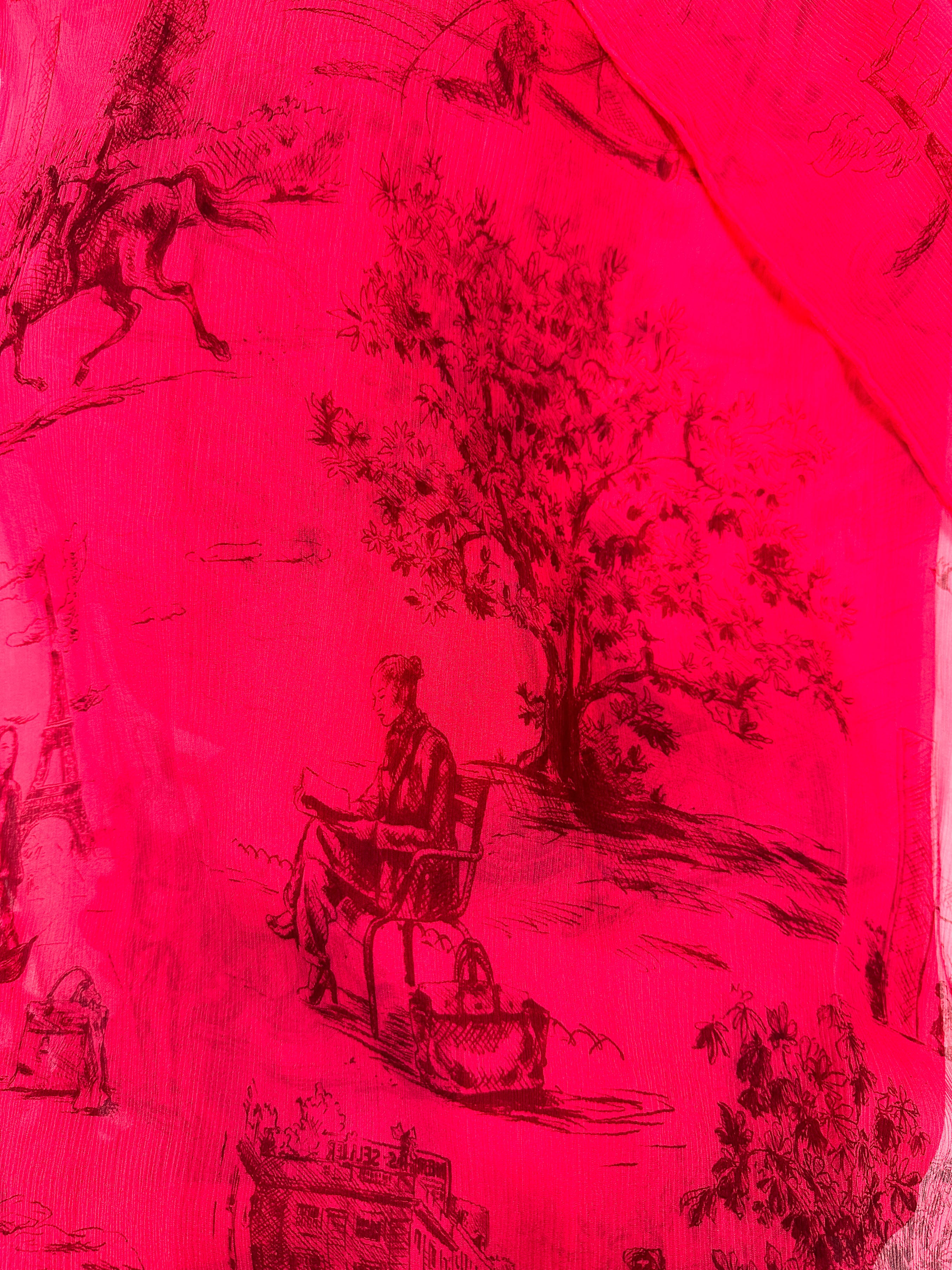 Hermès Twist & Silk Toile de Jouy Crinkle Mousseline Shawl