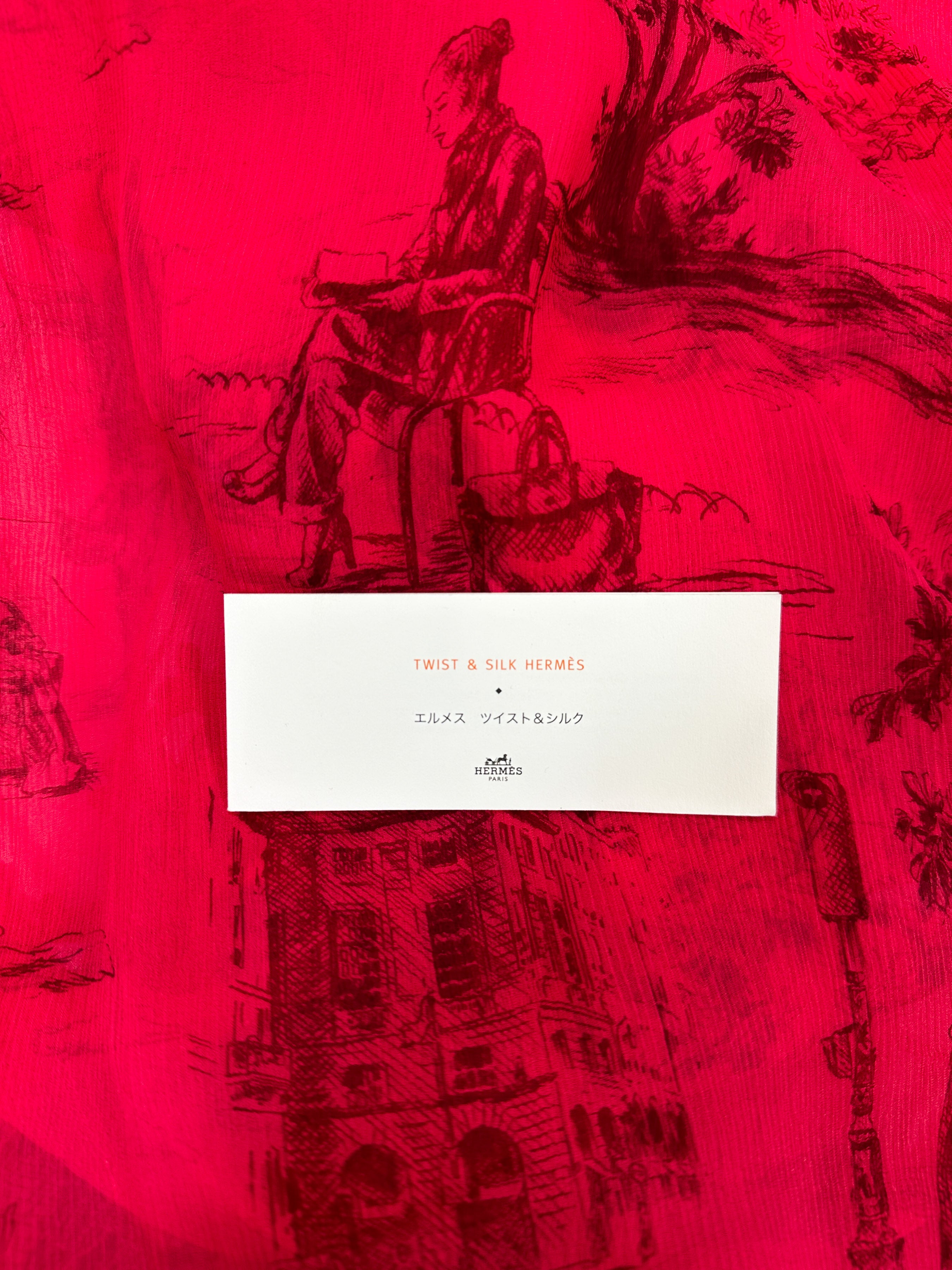 Hermès Twist & Silk Toile de Jouy Crinkle Mousseline Shawl