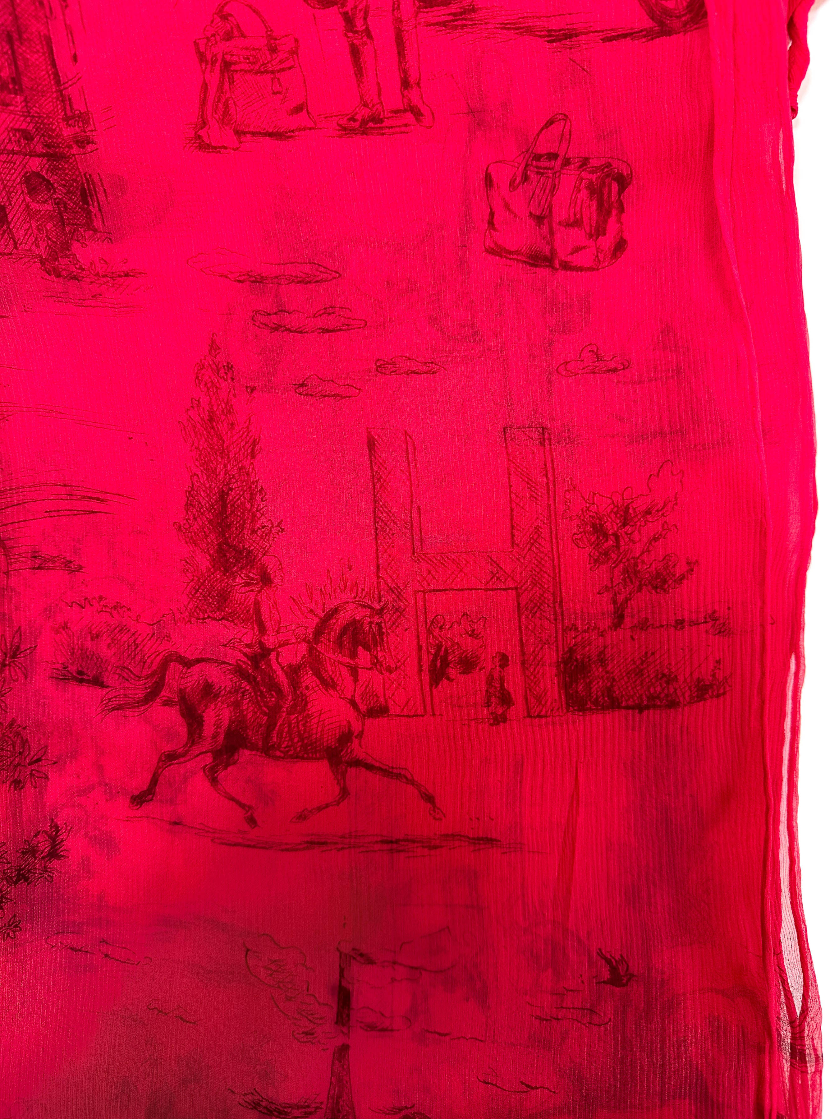 Hermès Twist & Silk Toile de Jouy Crinkle Mousseline Shawl