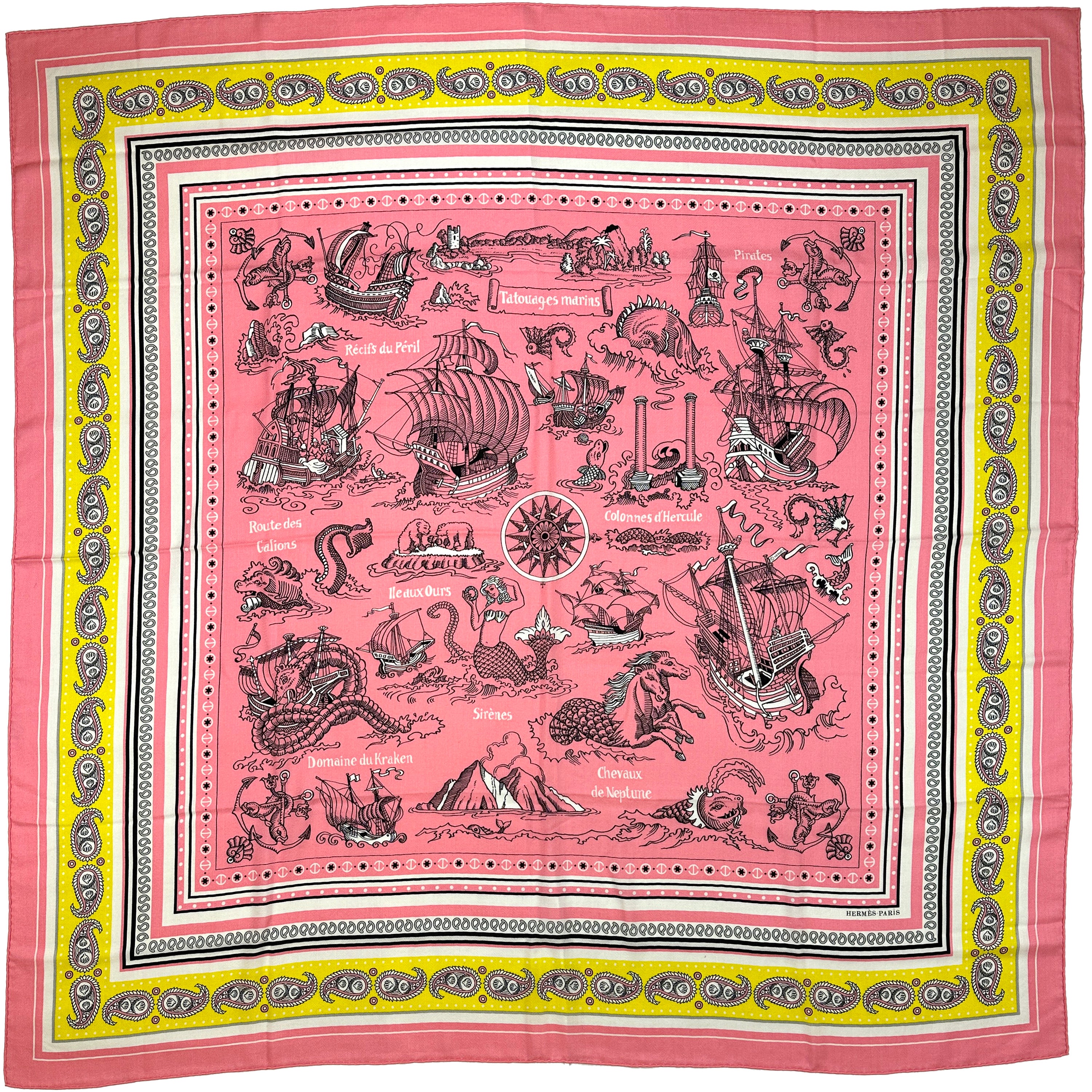 【HERMES】カシシル Tatouages Marins Bandana 140 Tatouages Marins Bandana pleated shawl 140 | Hermès USA