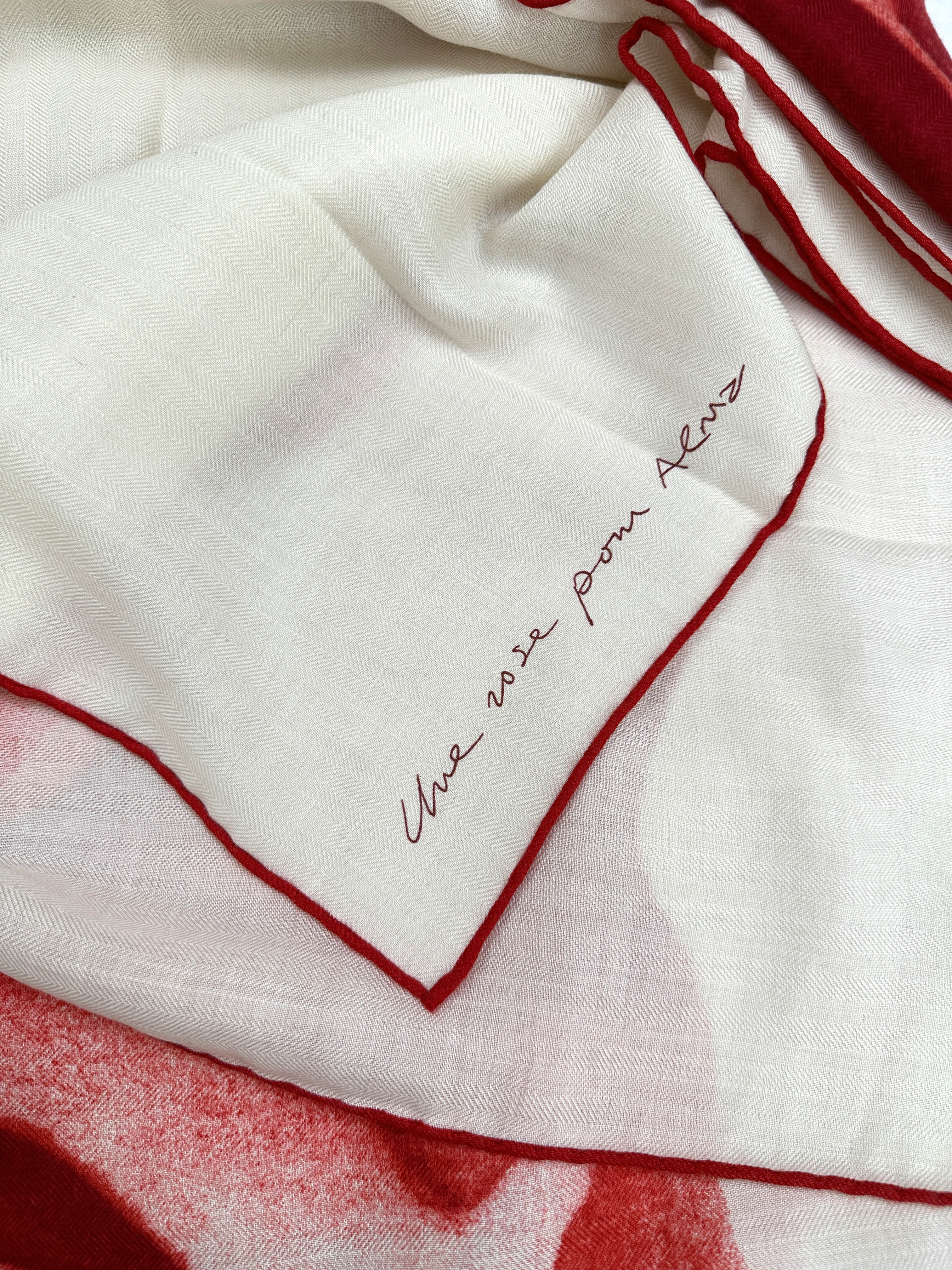 Hermès Une Rose Pour Alma Cashmere Silk 140