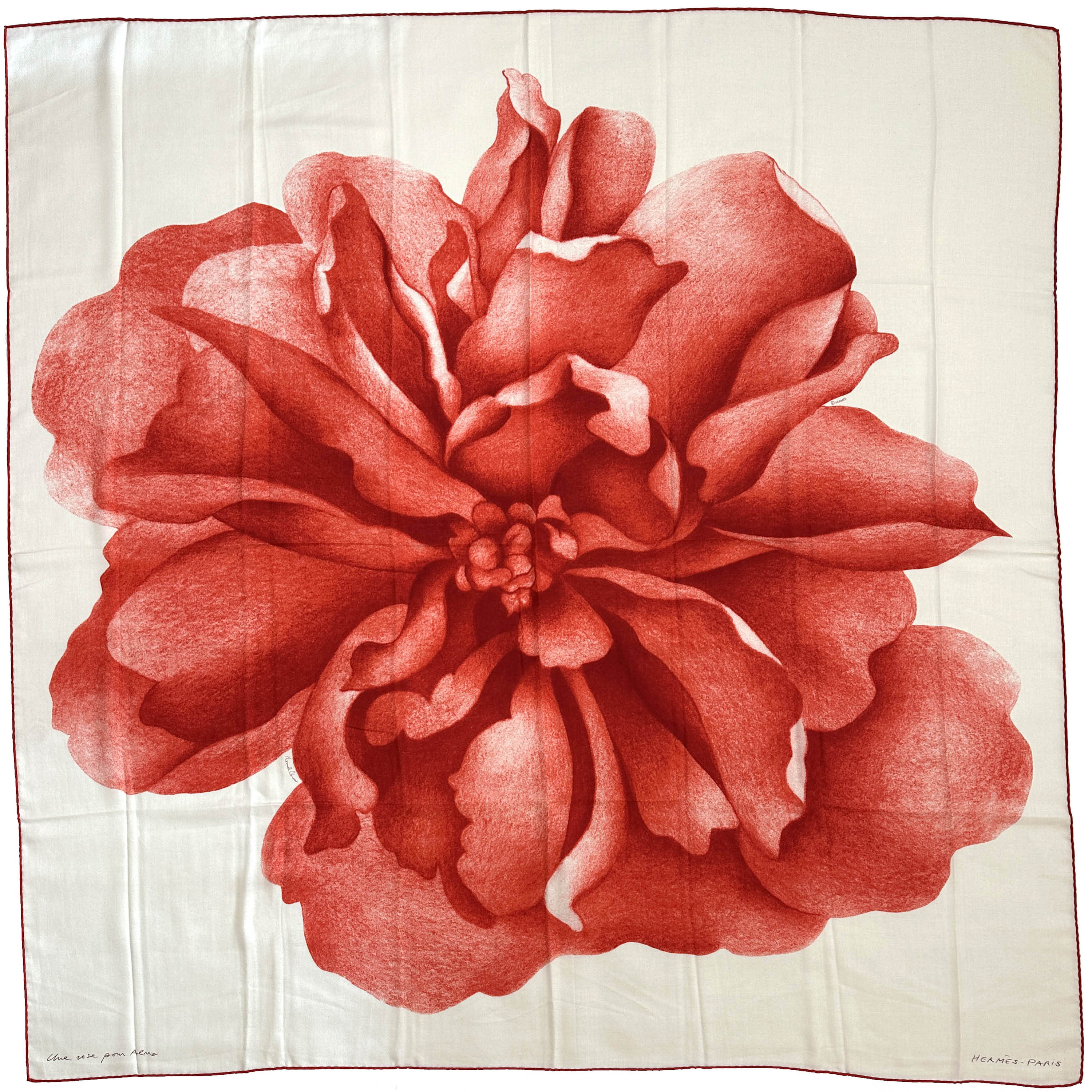 Hermès Une Rose Pour Alma Cashmere Silk 140