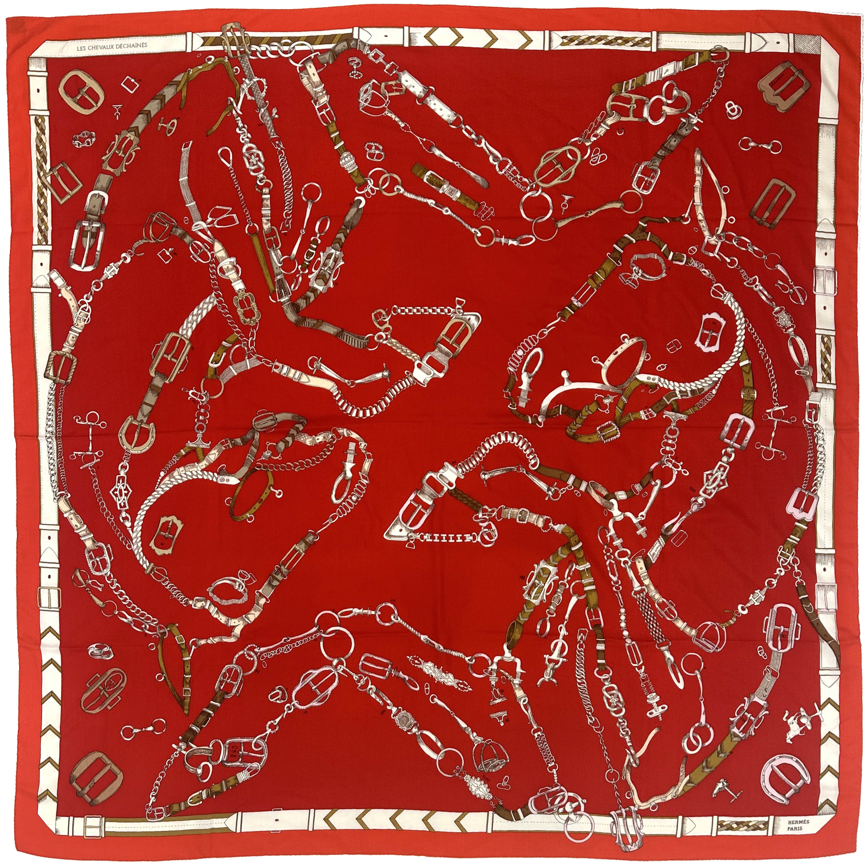 Hermès Les Chevaux Dechaines Cashmere Silk 140