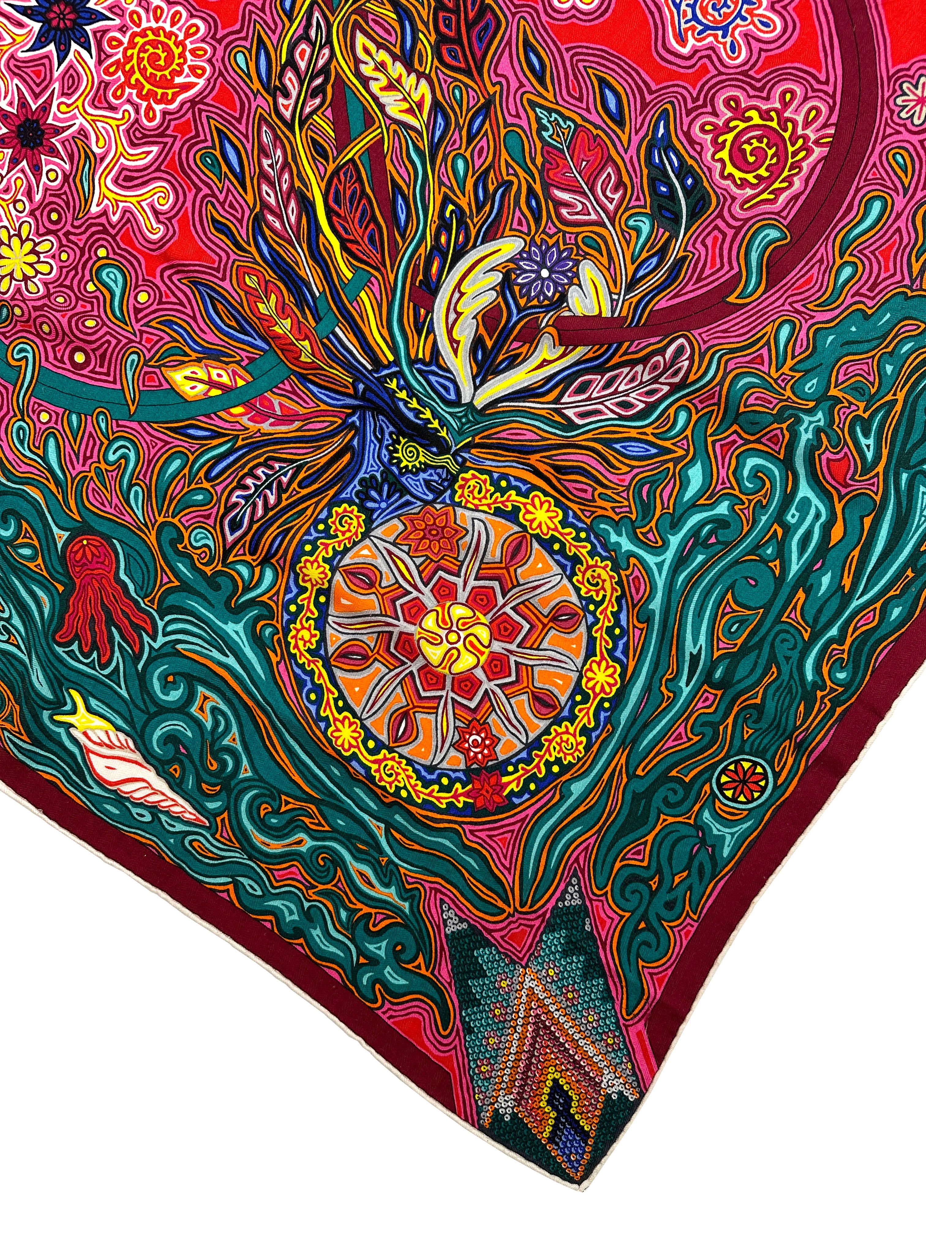新品未使用　エルメス　L’arbre du vent　140センチ Hermès L'Arbre du Vent Cashmere Silk 140