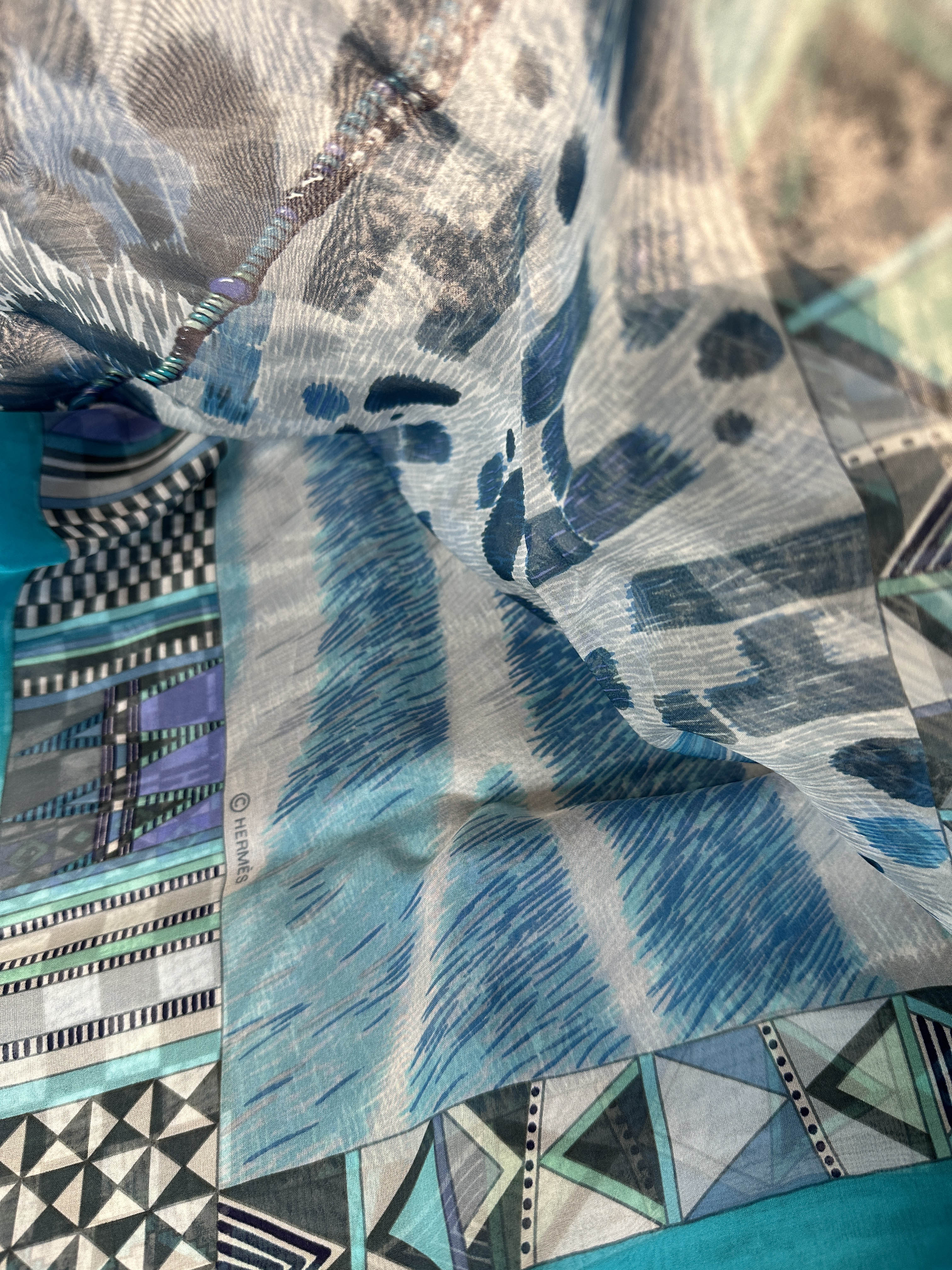 Hermès Pelages et Camouflage Mousseline 140
