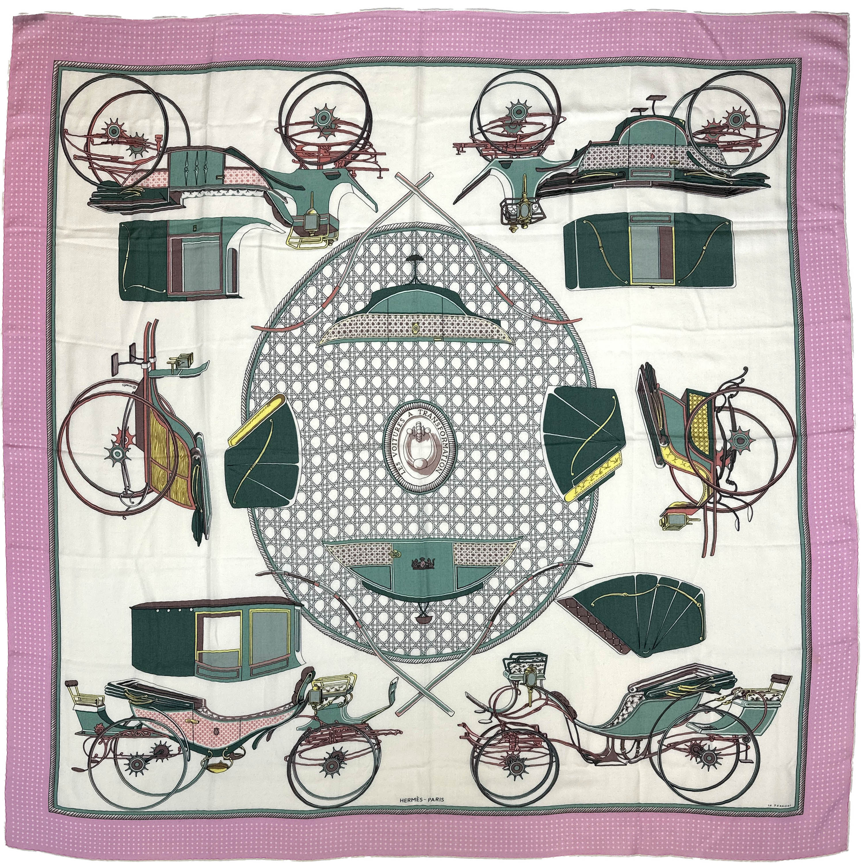 Hermès Les Voitures à Transformation Cashmere Silk 140